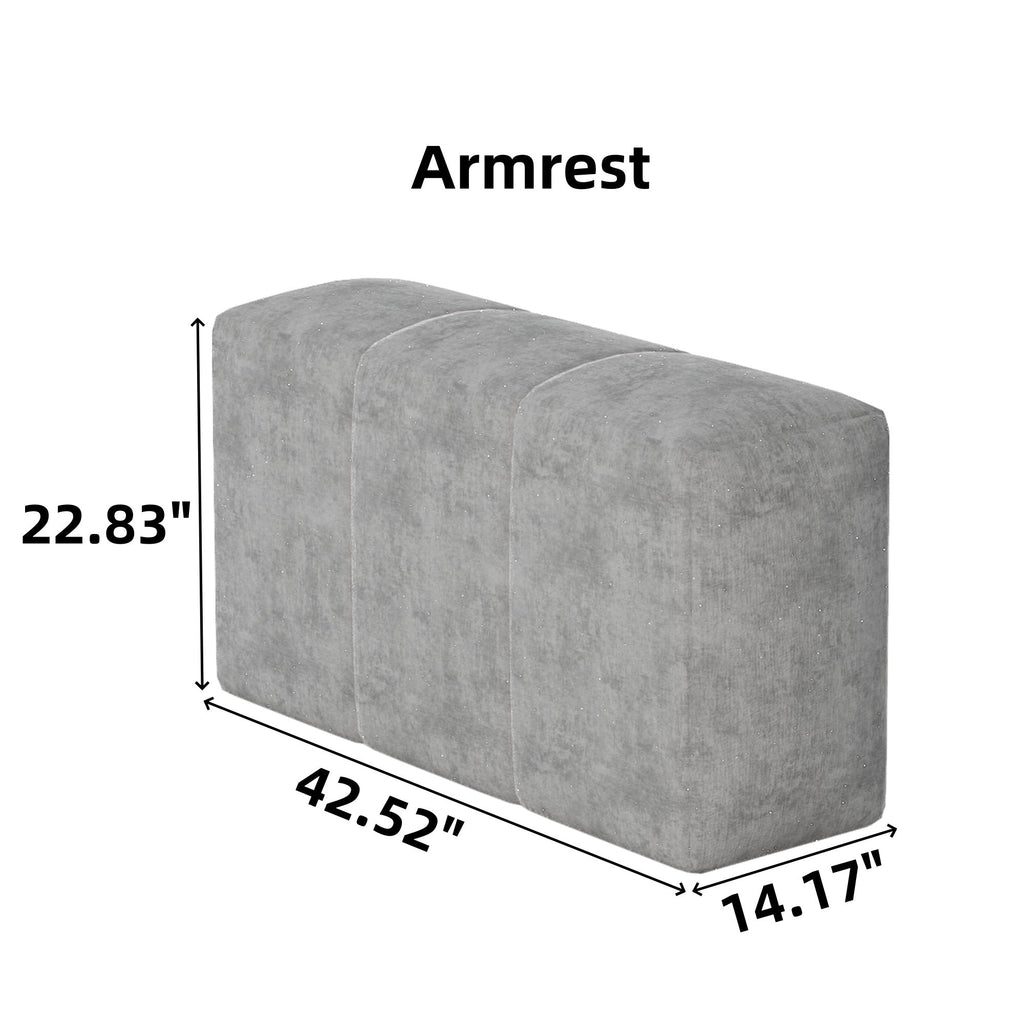 Modern Oversized Modular Sectional Sofa, Sparkling Chenille Fabric Soft Cushion Sofa with 6 Pillows, 6 PCS DIY Combination Tufted Sofa, No Assembly Required, GREY