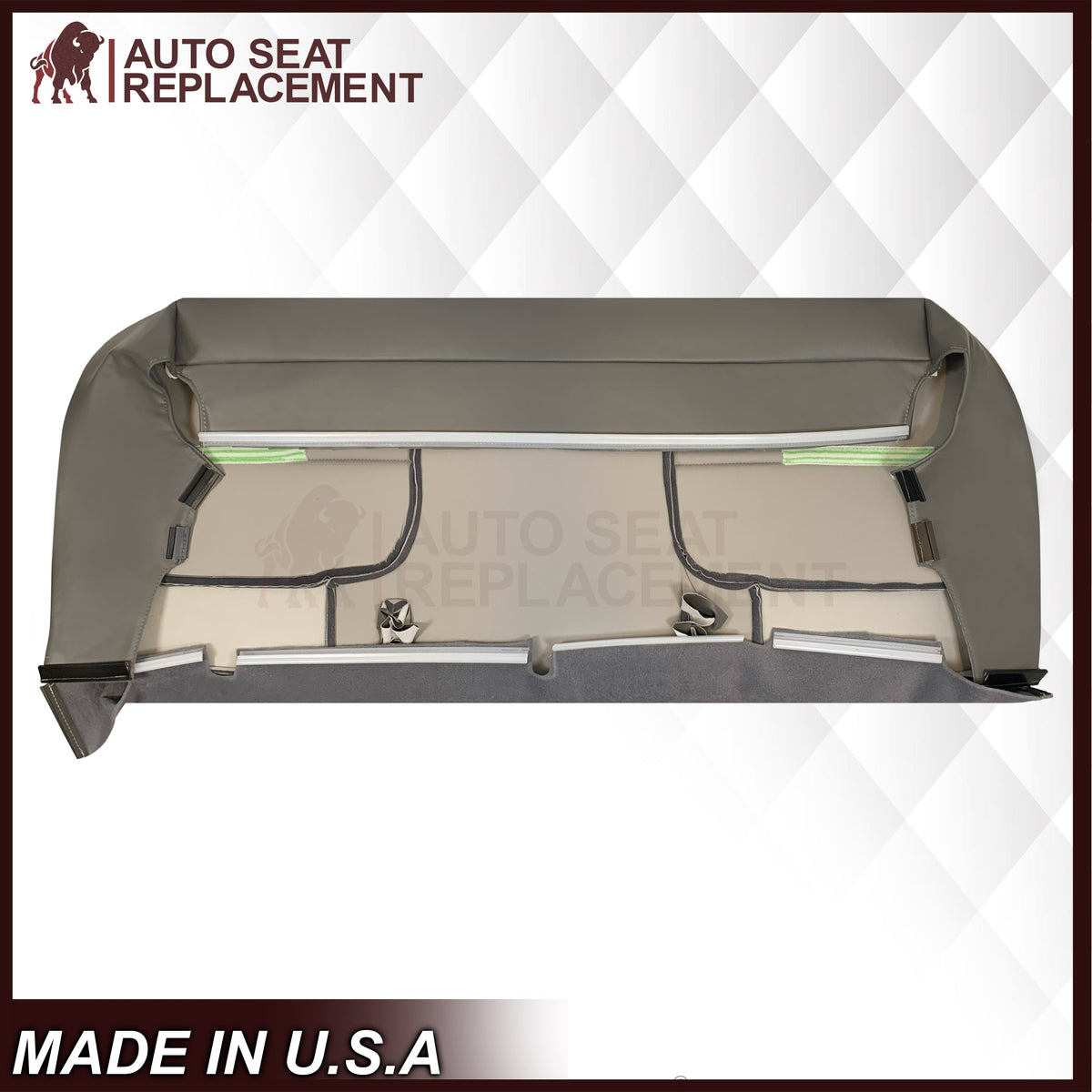 1999-2002 Ford F250 F350 F450 Super Duty XL Work Truck Synthetic Leather Front Bench Top & Bottom in Gray & Tan