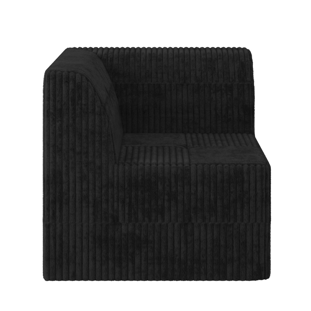 U shape Modular Sectional Sofa, Compressed Sectional Sofa Modern Minimalist Style Corduroy Couch, Sleeper Sofa for Living Room, Bedroom, Comfy Compressed Sofa Couch Space-Efficient Design-black