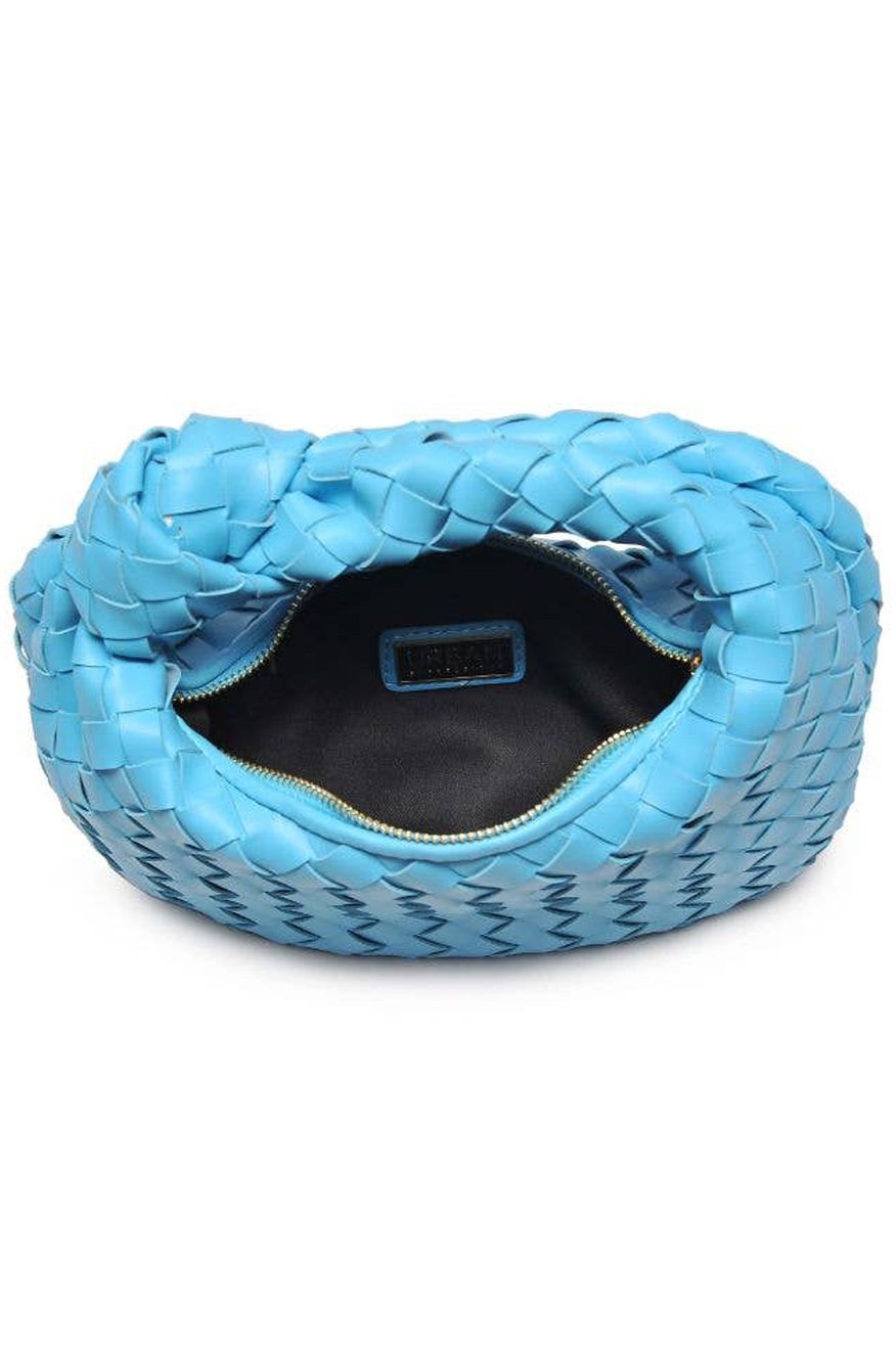Blue Woven Vegan Leather Clutch -clearance