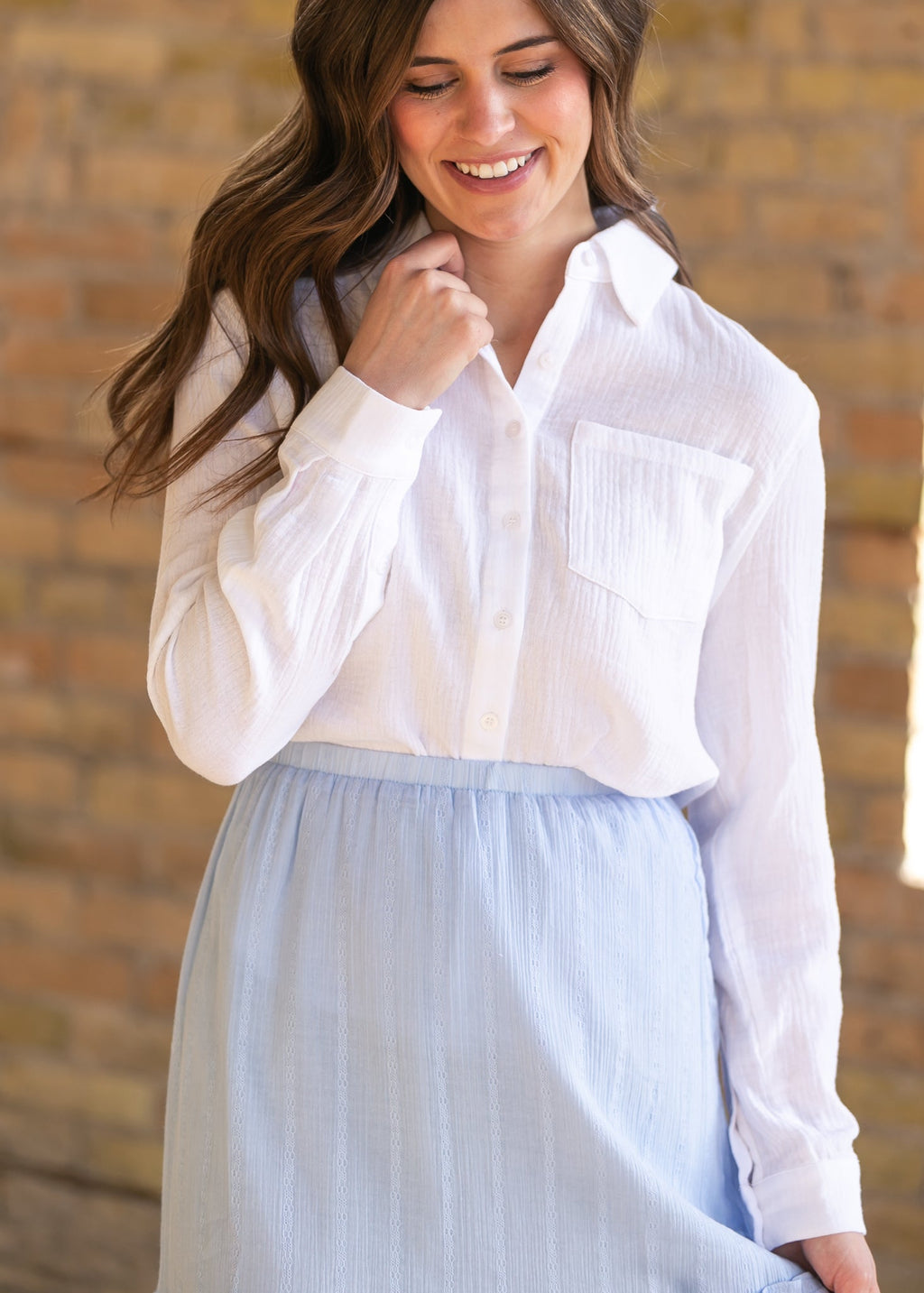 Bailey Cotton Gauze Button Down Top