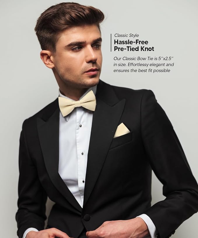 Vittorio Farina Men's Satin Bow Tie & Pocket Square in Gift Box