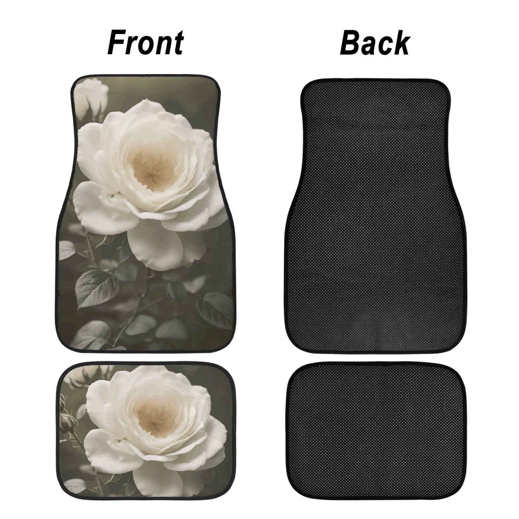 White Rose 4-Piece Car Floor Mats | Ships from USA