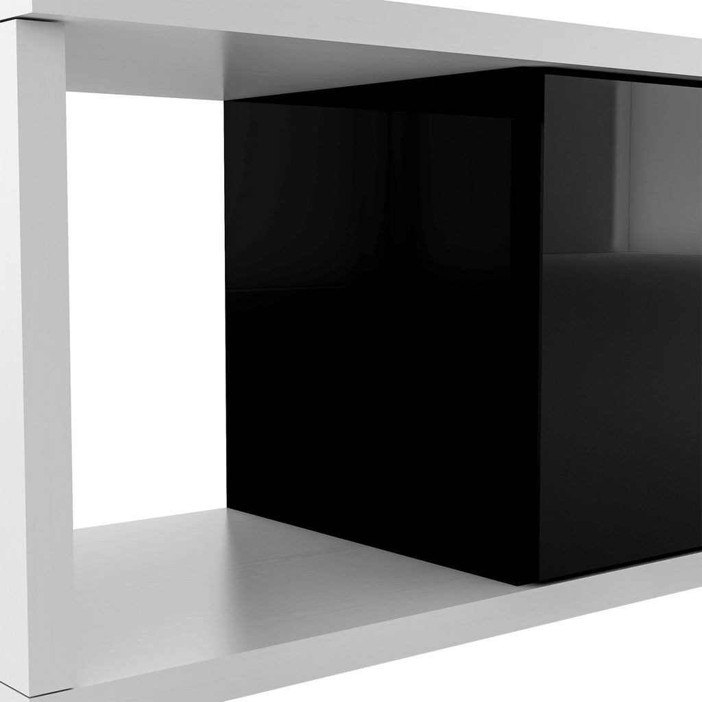 U-Can 70.1''-100'' Modern Stylish  TV Stand  TV Cabinet for 80+inch TV, White+Black, (Old SKU:WF299723AAB)