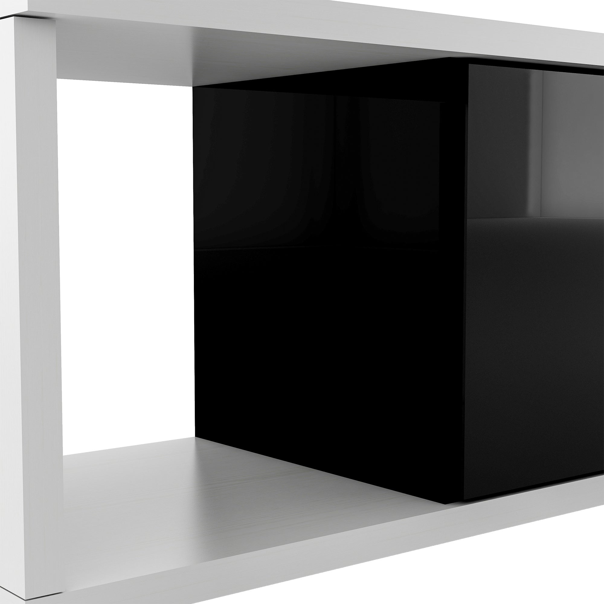 U-Can 70.1''-100'' Modern Stylish  TV Stand  TV Cabinet for 80+inch TV, White+Black, (Old SKU:WF299723AAB)