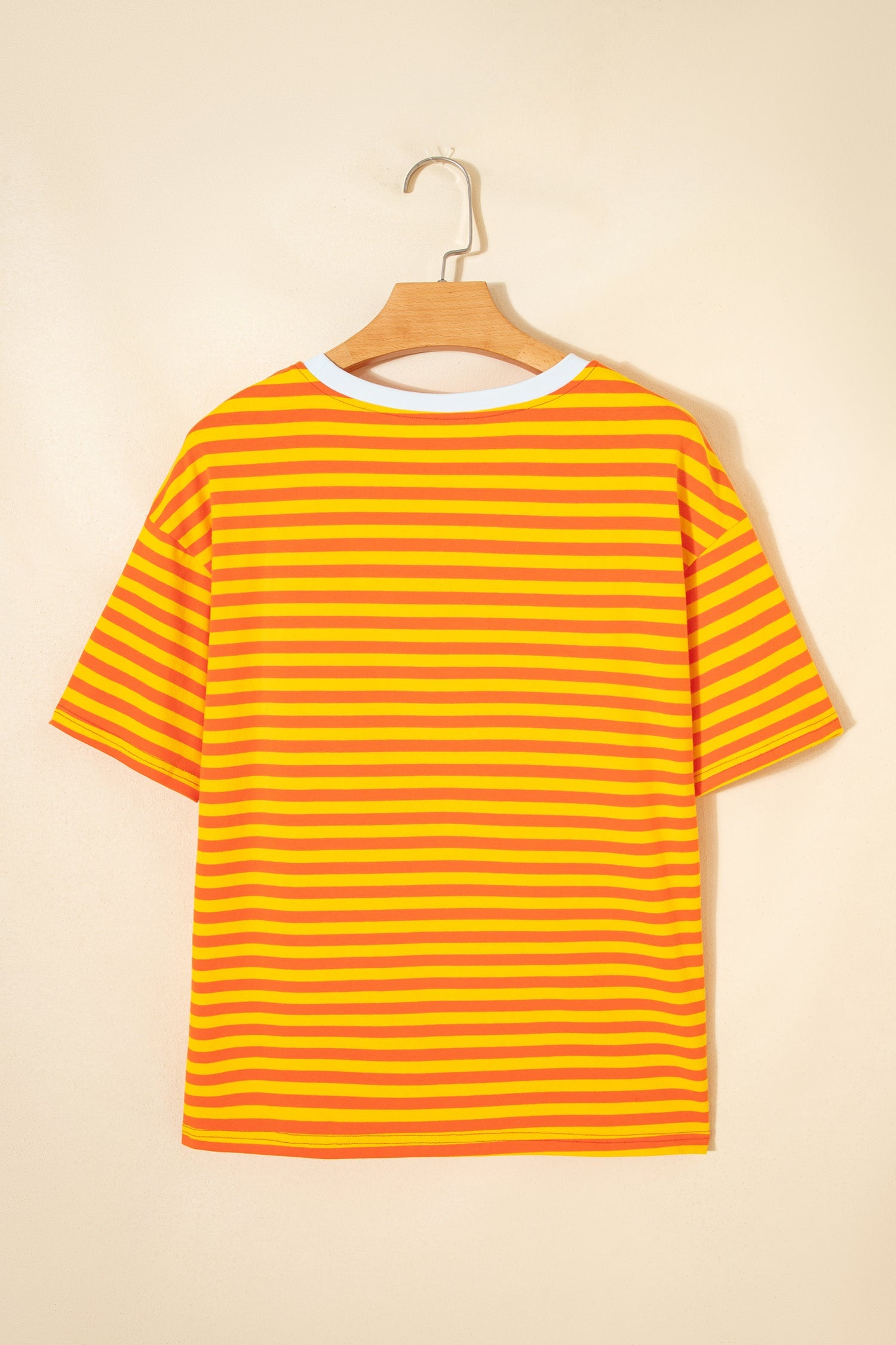 Stripe Contrast Crew Neck Drop Shoulder Tee
