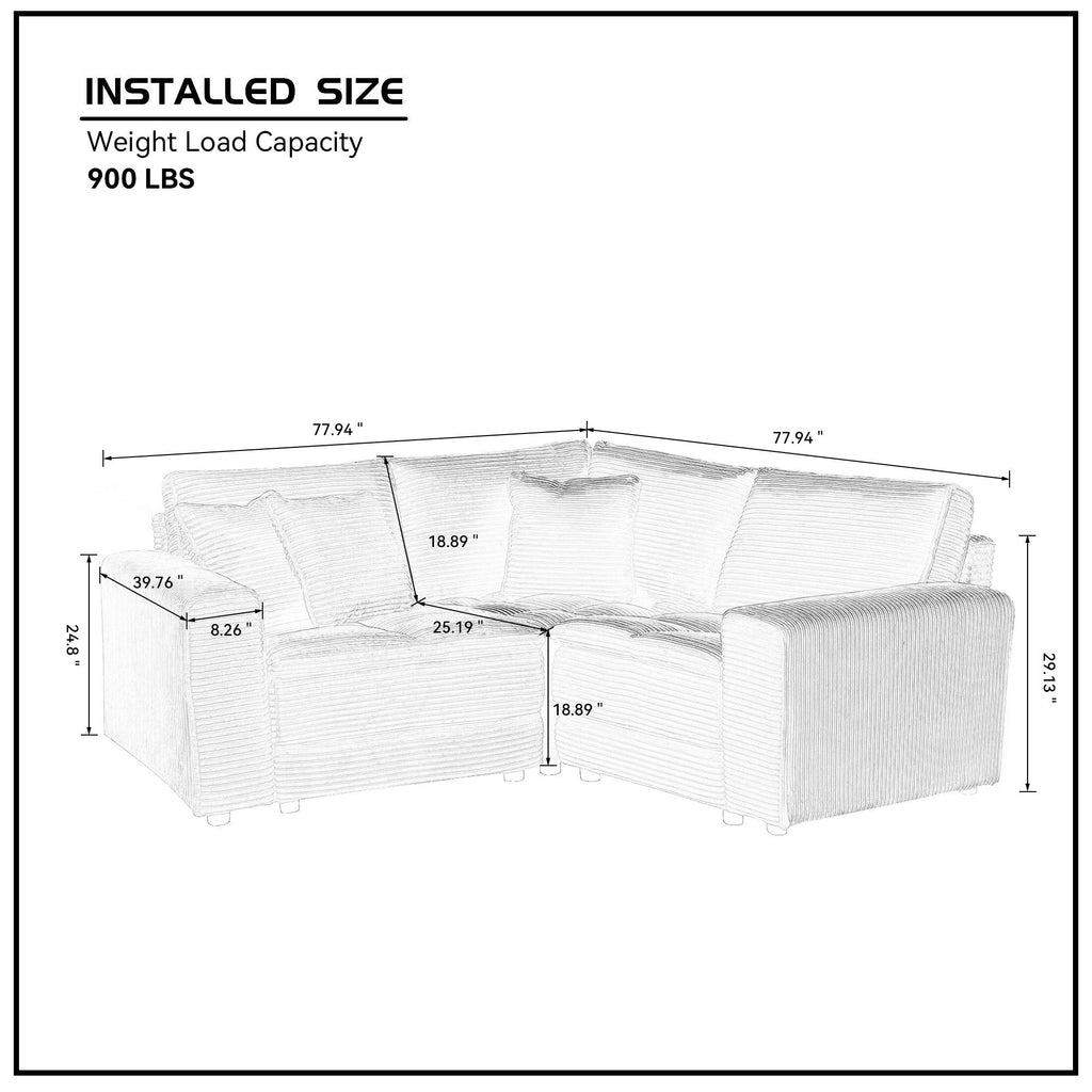 3 Seats(complimentary 3 pillows),Couch with Detachable Seat & Back Cushion, Corduroy Upholstery Sofa&Couch for Living Room,Apartment