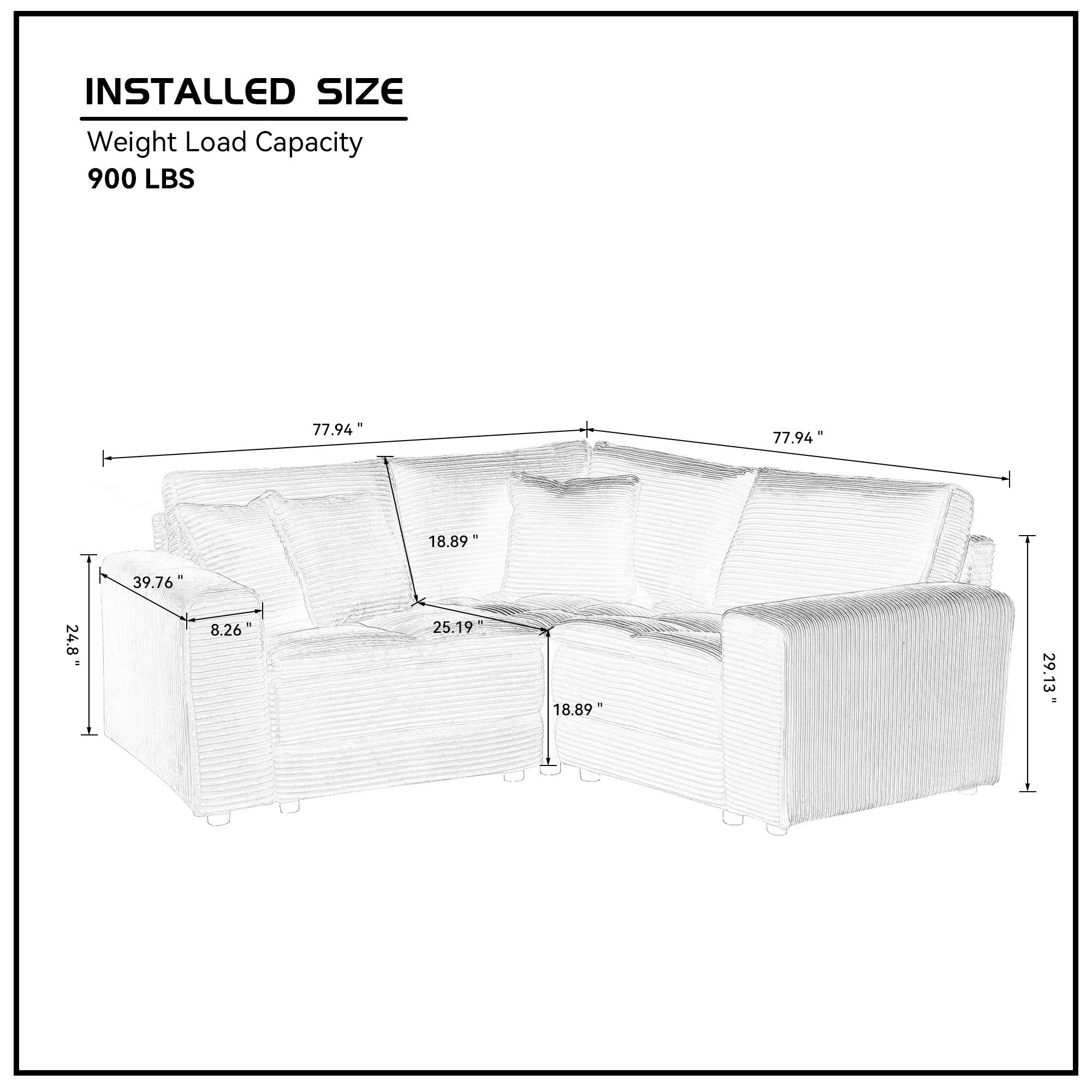 3 Seats(complimentary 3 pillows),Couch with Detachable Seat & Back Cushion, Corduroy Upholstery Sofa&Couch for Living Room,Apartment