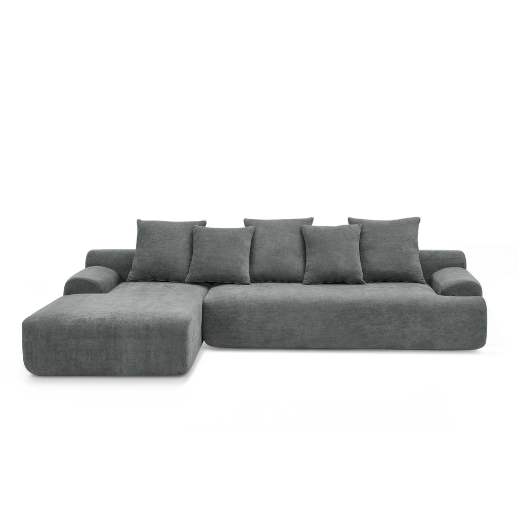 110.25x67'' Modern Upholstered L-Shape Sectional Sofa Couch, Modular Compressed Sofa with Free Combination for Living Room Bedroom, Melange Velvet, Grey
