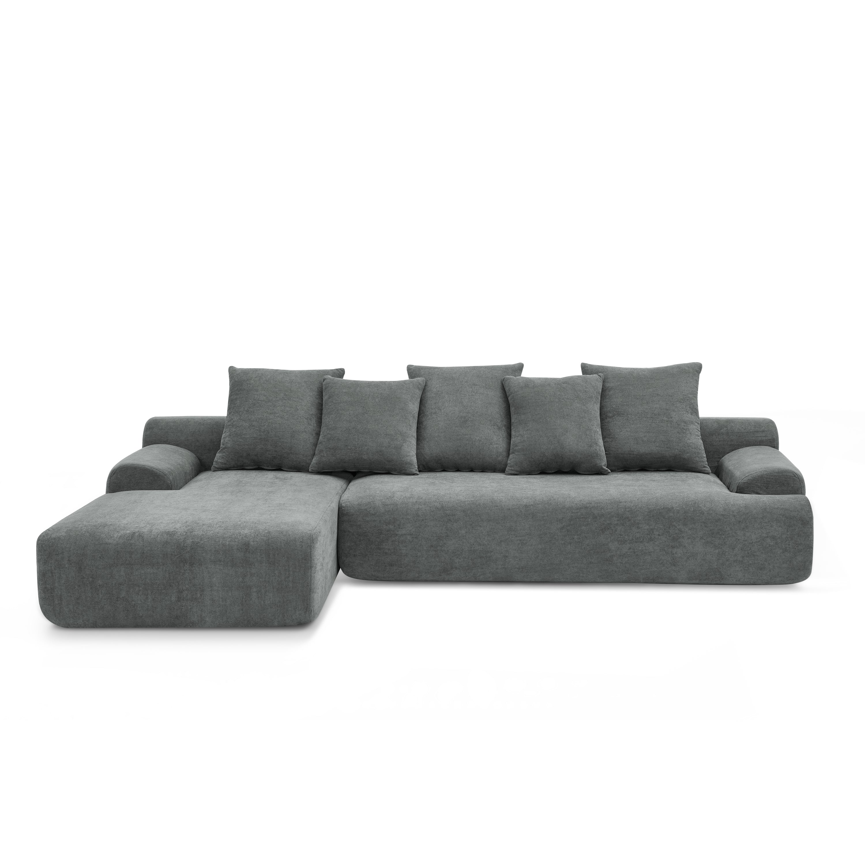 110.25x67'' Modern Upholstered L-Shape Sectional Sofa Couch, Modular Compressed Sofa with Free Combination for Living Room Bedroom, Melange Velvet, Grey