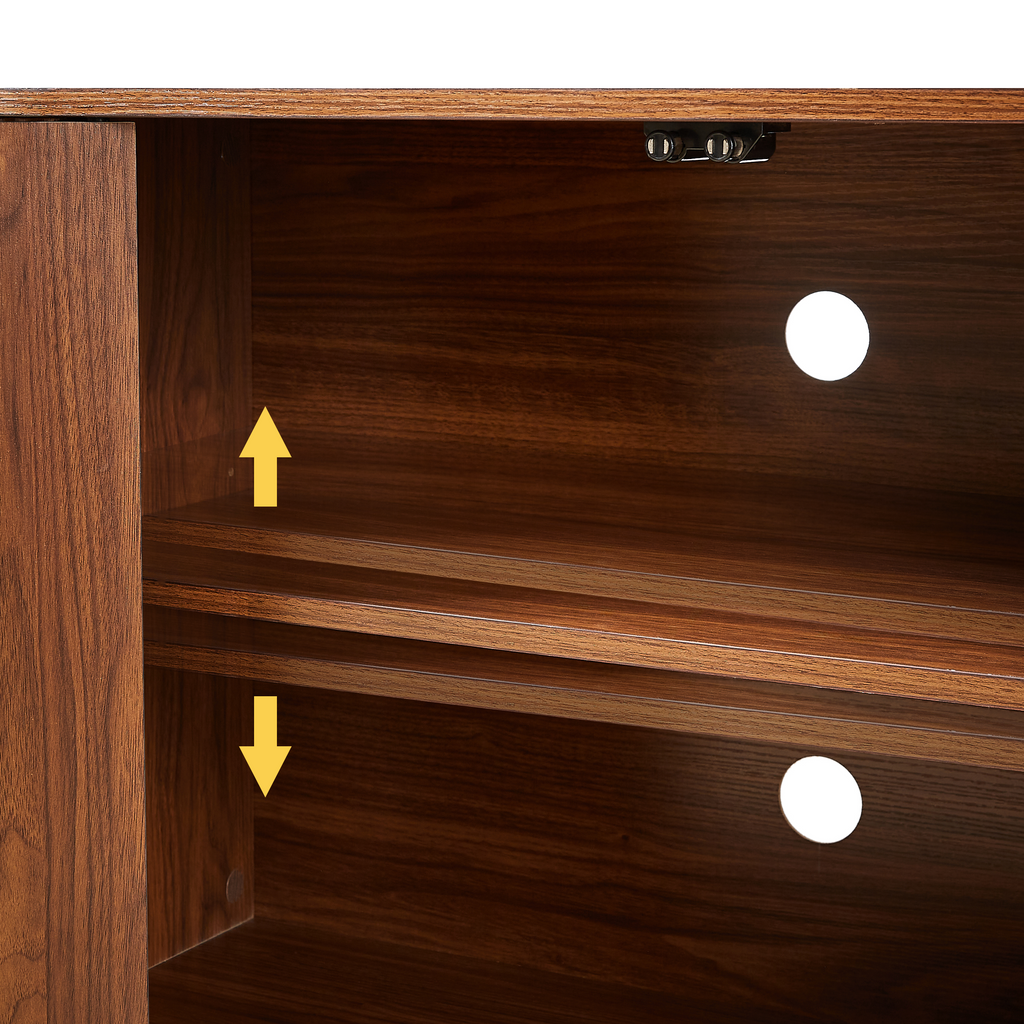 Sideboard Storage Cabinet TV Stand with wave pattern Buffet Cabinet Wooden Vertical Striped Cabinet for Kitchen/Bedroom/Entryway. Walnut, 64''W x 15''D x 24''H.