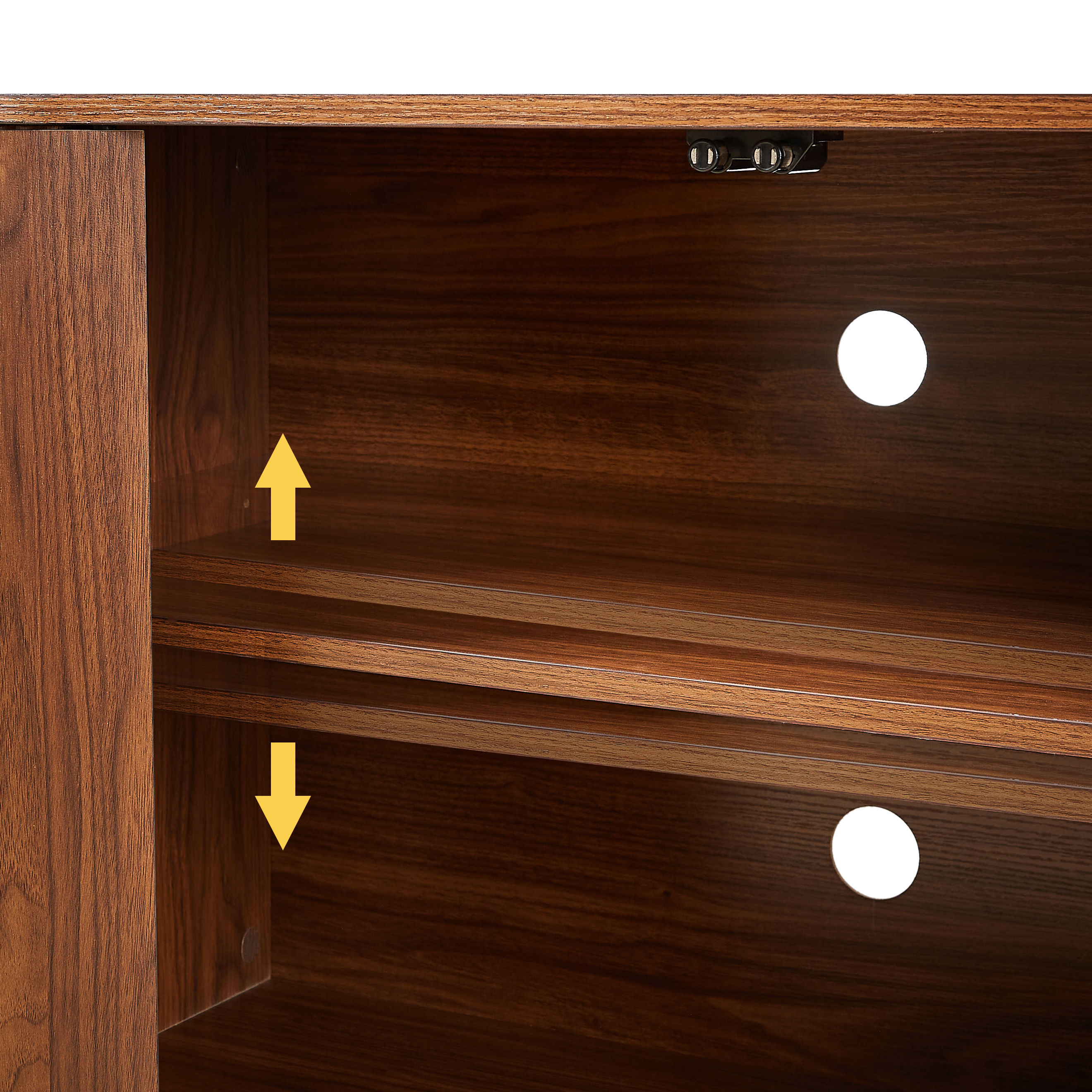 Sideboard Storage Cabinet TV Stand with wave pattern Buffet Cabinet Wooden Vertical Striped Cabinet for Kitchen/Bedroom/Entryway. Walnut, 64''W x 15''D x 24''H.