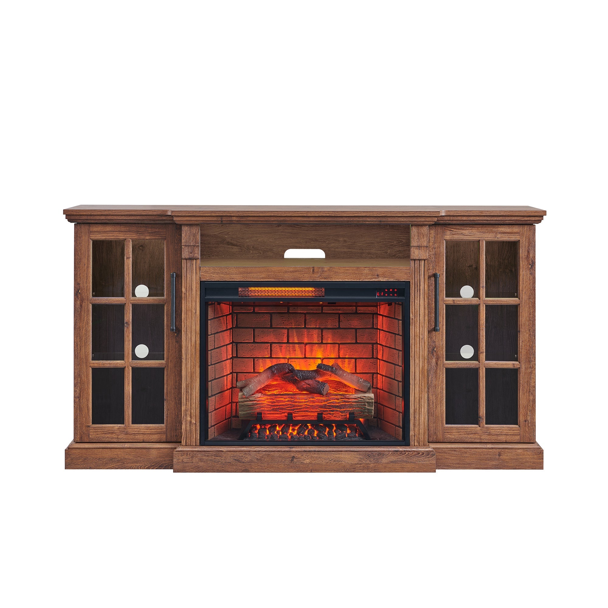 65' Fireplace TV Stand for TVs up to 75',with 28' Electric Fireplace and LED Light