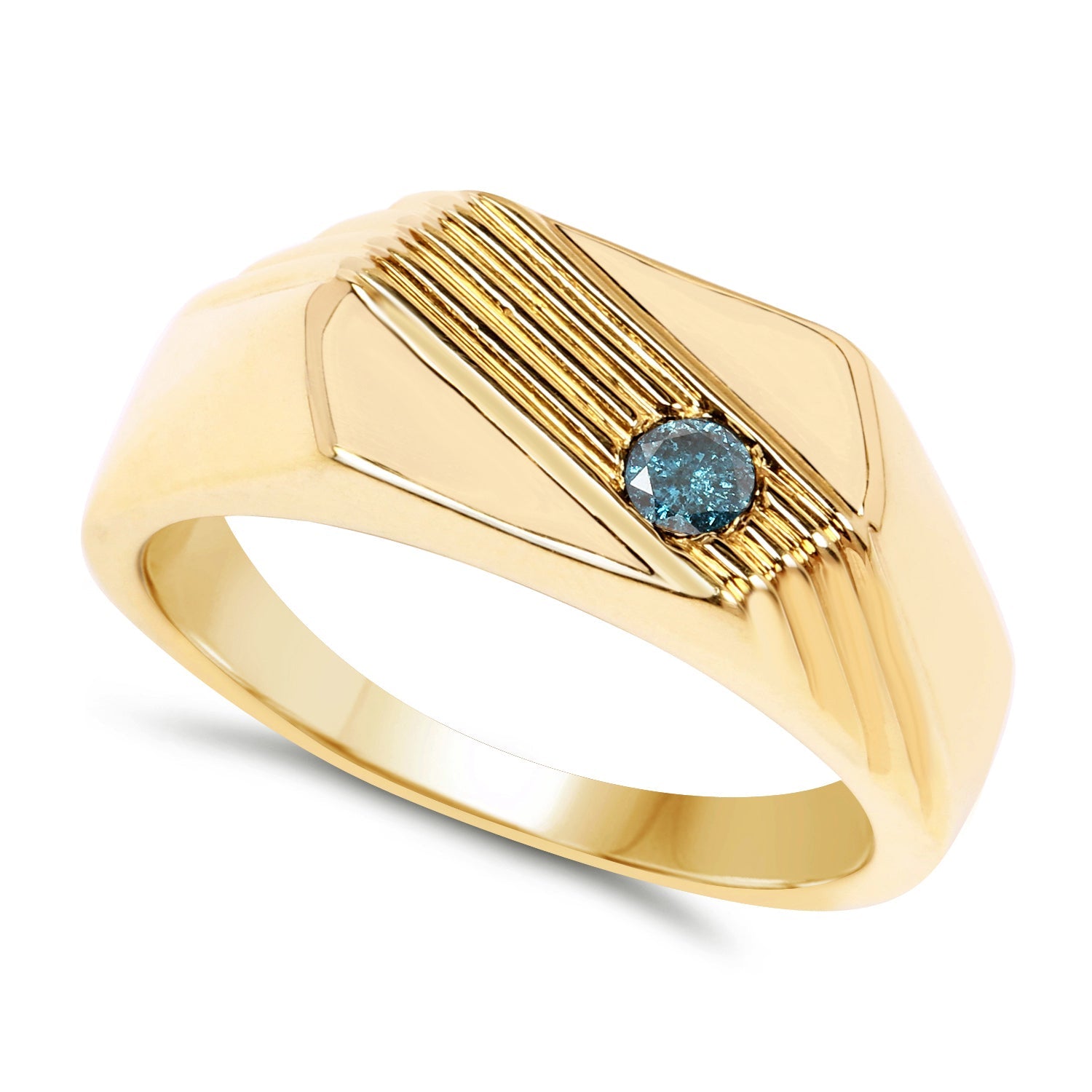 0.12 Carat Genuine Blue Diamond .925 Sterling Silver Ring