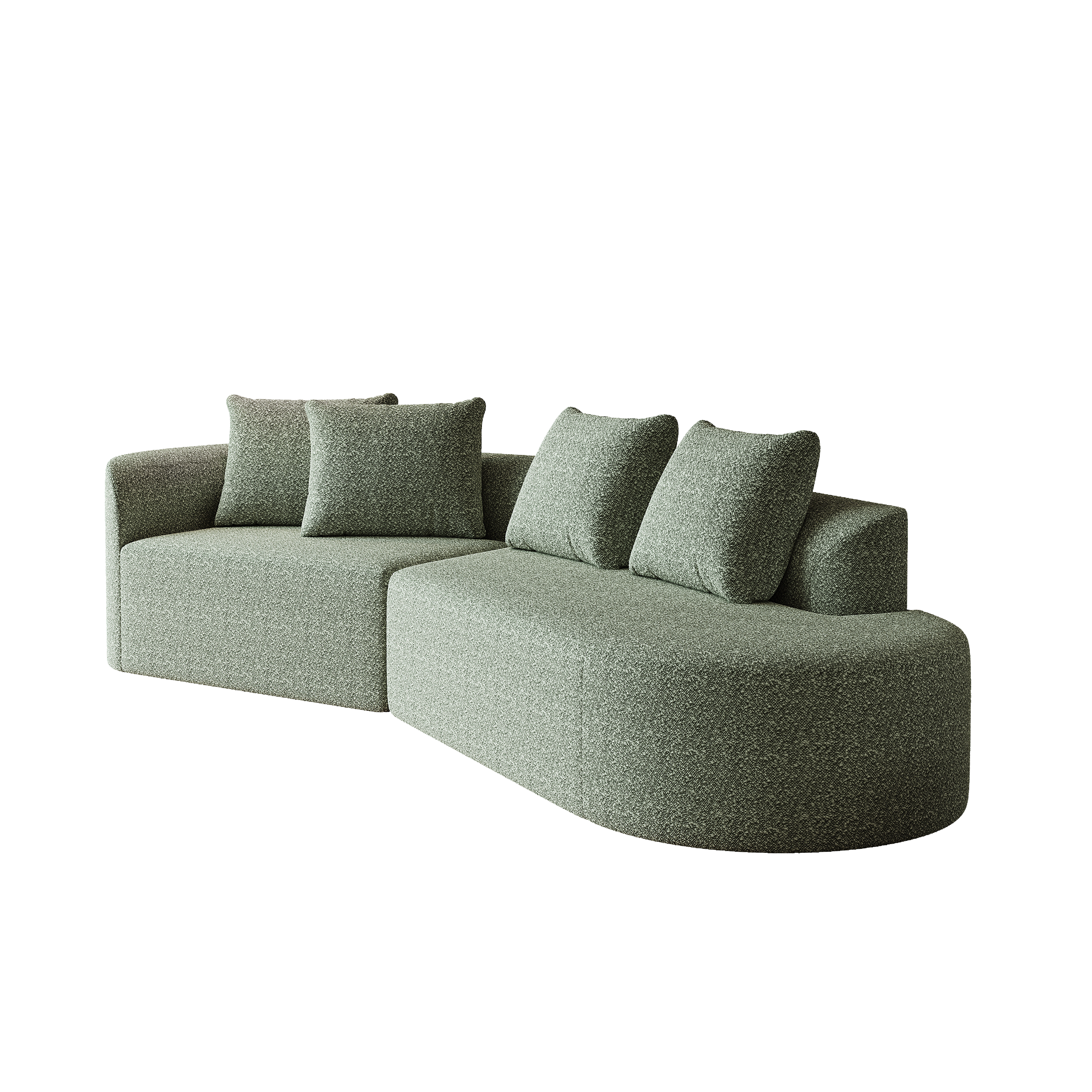 Modern Upholstered Oversized Sectional Sofa, 112-Inch Chenille 4-Seater Extra Deep & Wide Seat Curved Cloud Couch with 4 Throw Pillows, Free Combination Sofa Couch for Living Room,Bedroom