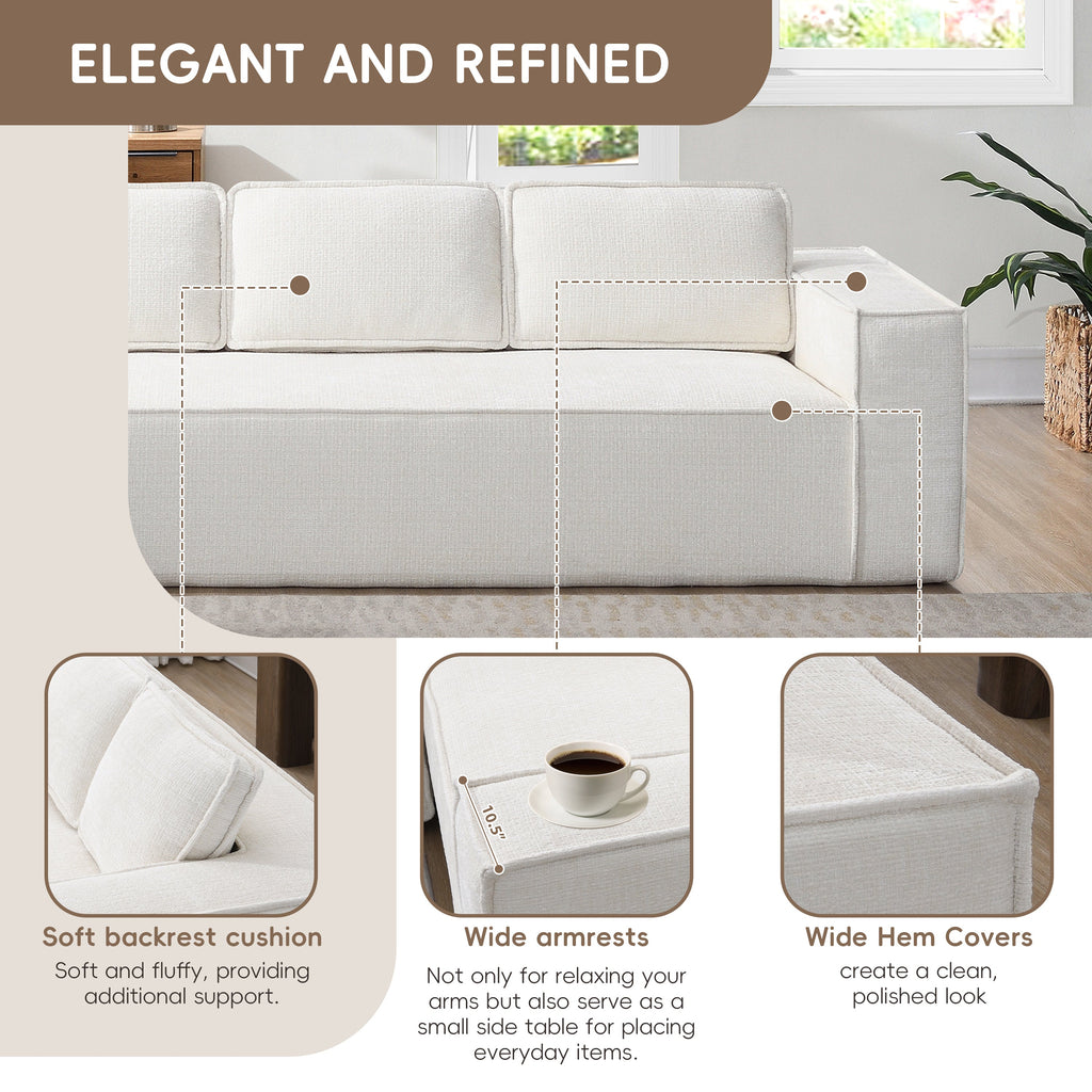 [VIDEO+New]129.5' Minimalist Style Modular Sectional Sofa,6 Seat Wrinkle-resistant Chenille Couch Set,2 PC Free Combination,Modern L-Shaped Cloud Sofa Set for Living Room,No Assembly Require,3 Colors