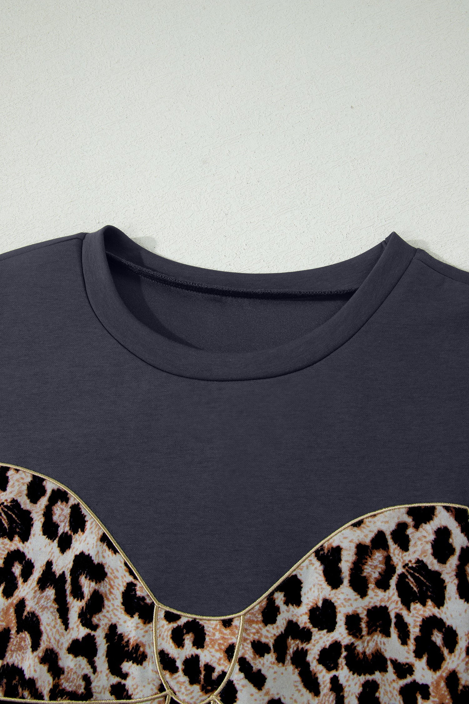 Leopard Bow Patched Short Sleeve T-Shirt Long Dress