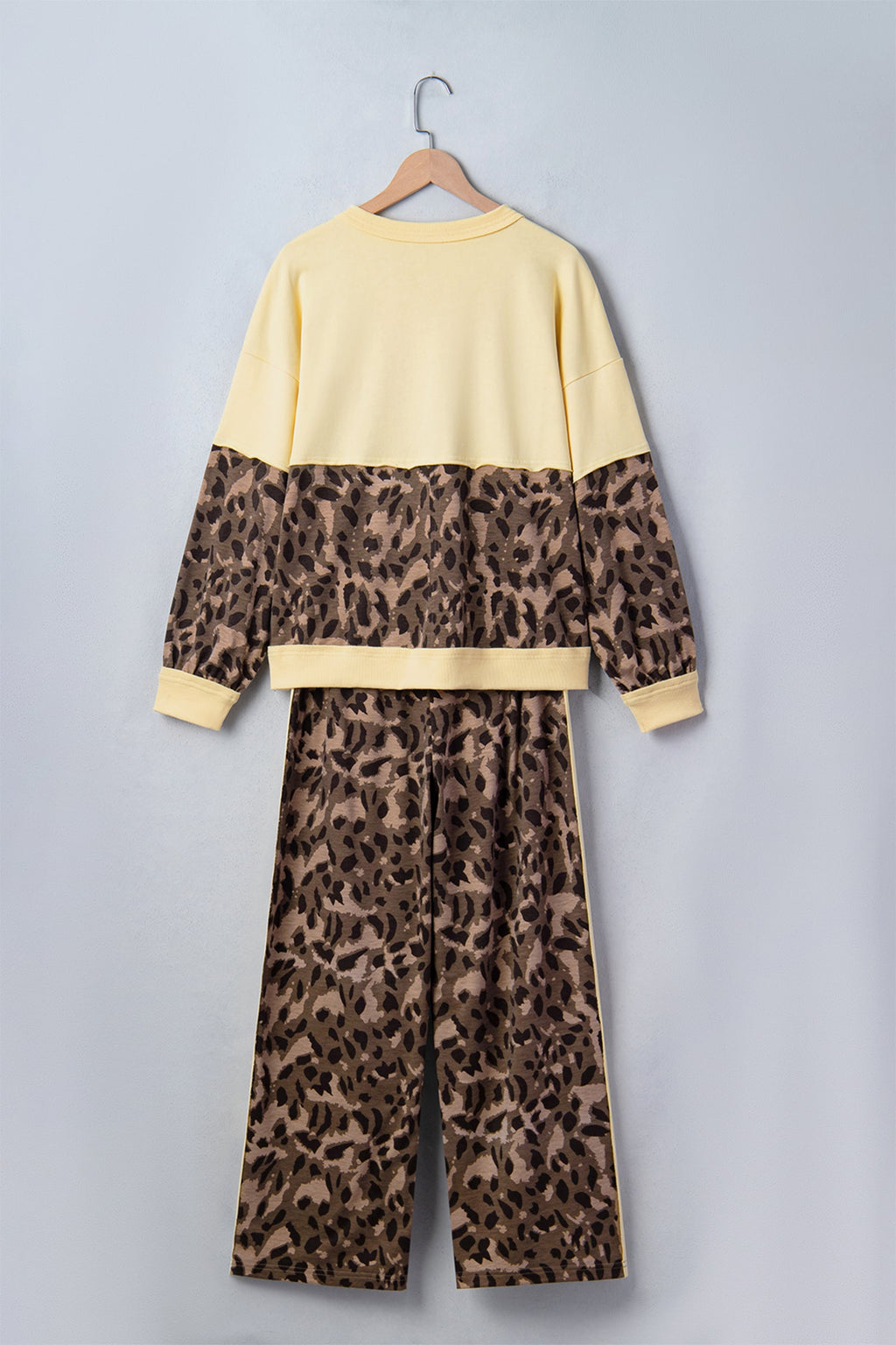 Leopard Colorblock Top & Wide Leg Pants Set