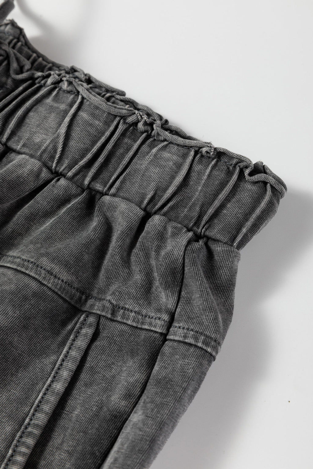 Mineral Wash High Waist Raw Hem Pants