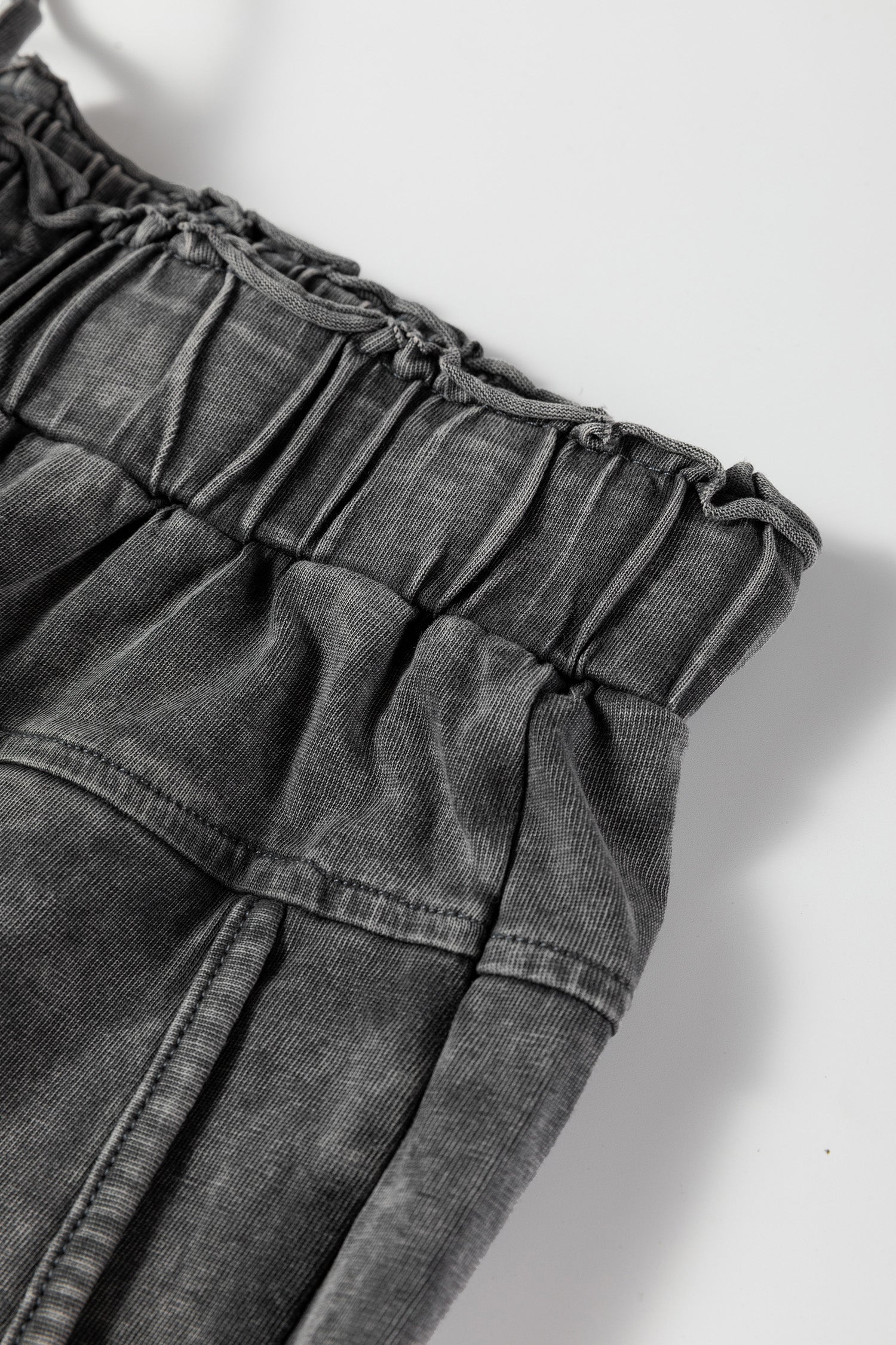 Mineral Wash High Waist Raw Hem Pants