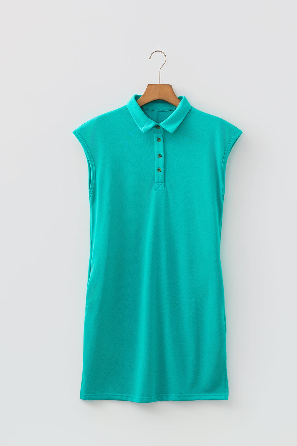 Solid Polo Collar Short Sleeve T-Shirt Dress