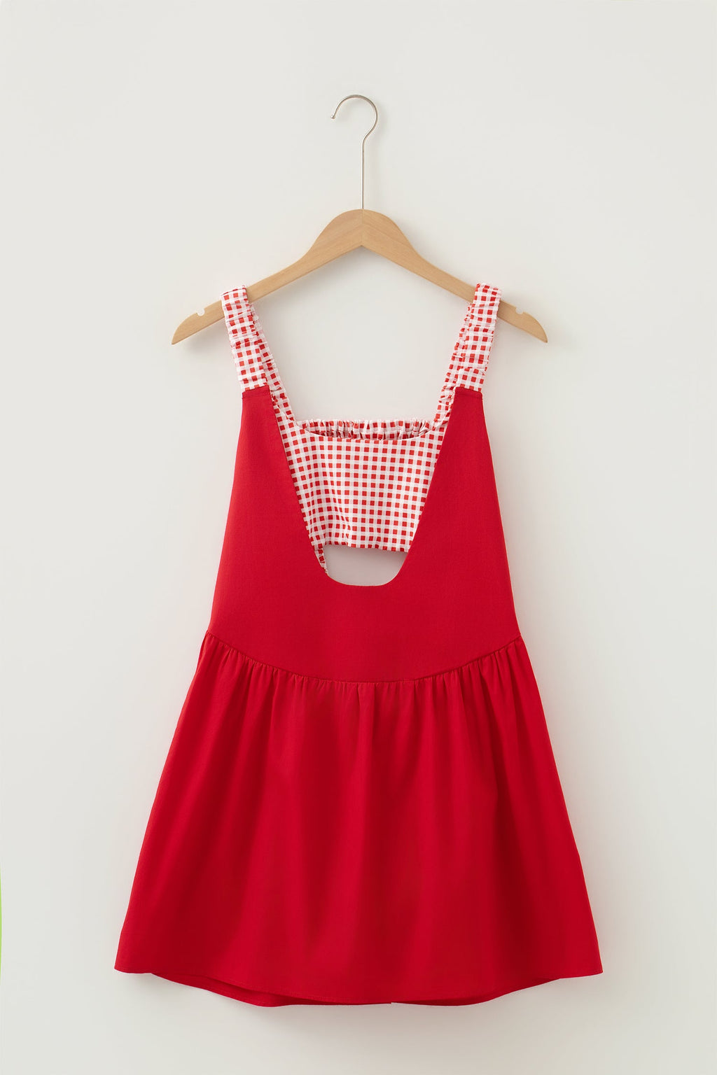Gingham Patchwork Faux Two Piece Mini Dress