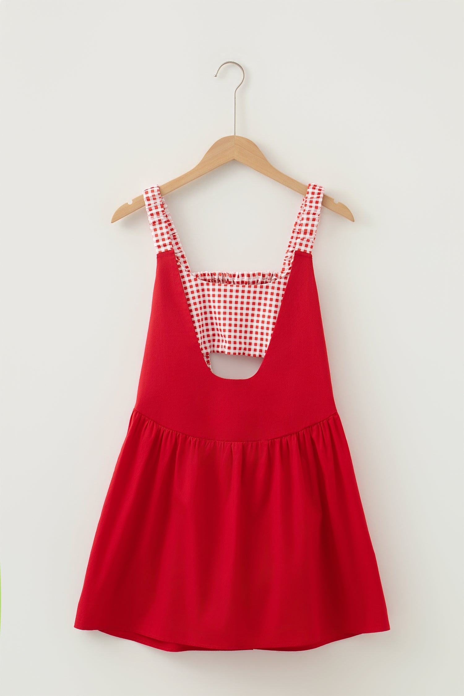 Gingham Patchwork Faux Two Piece Mini Dress