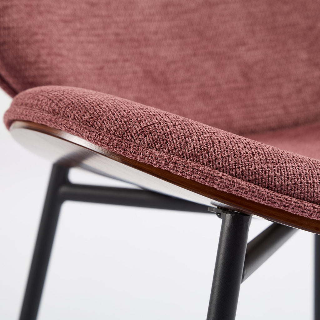 Mid-Century Modern Shell Chair Single Side Chair Tripod,bean paste pink fabric Lounge Chair in Walnut Finish Comfortable Backrest,Bean Paste Red color,SW1871PR