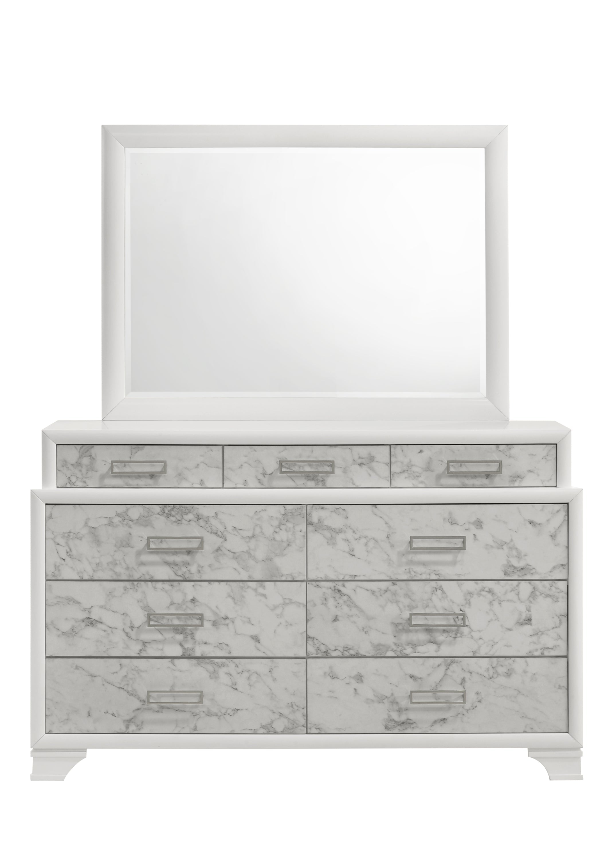 Soul Modern Style Queen 5PC Bedroom Set Made with wood in White(CA Inventory)
