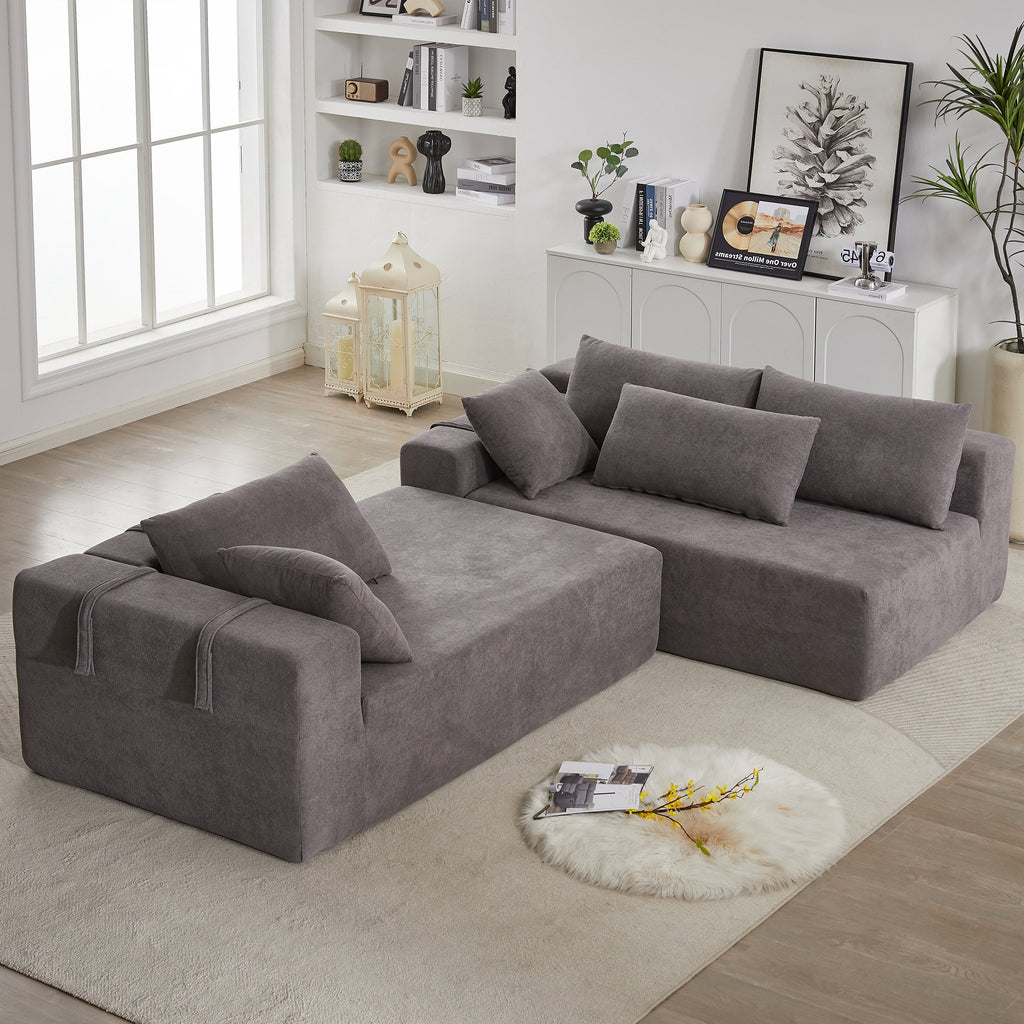 Modern Chenille Upholstered Sectional Sofa Couch Set,Modular 108' L Shaped Sectional Living Room Sofa Set With 6 Pillows,Free Combination Sofa Couch for Living Room,Bedroom(Right Chaise)W834P240002
