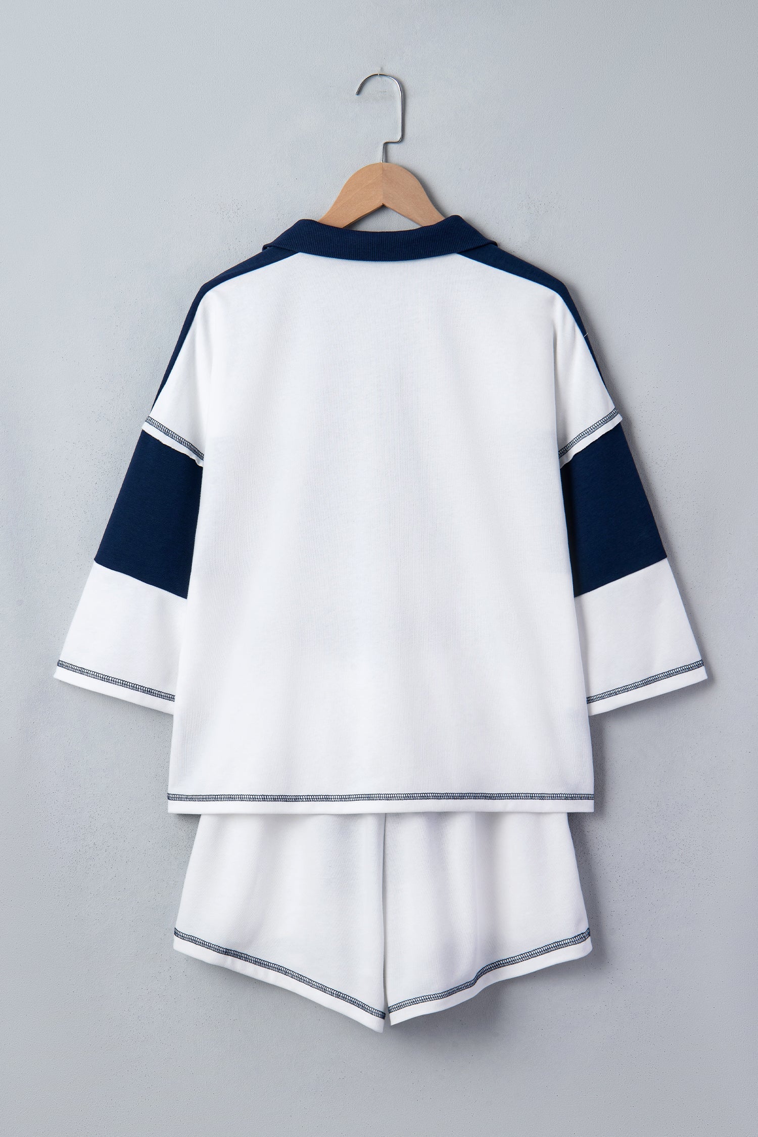 Stripe Colorblock Reverse Seam Top and Shorts Set