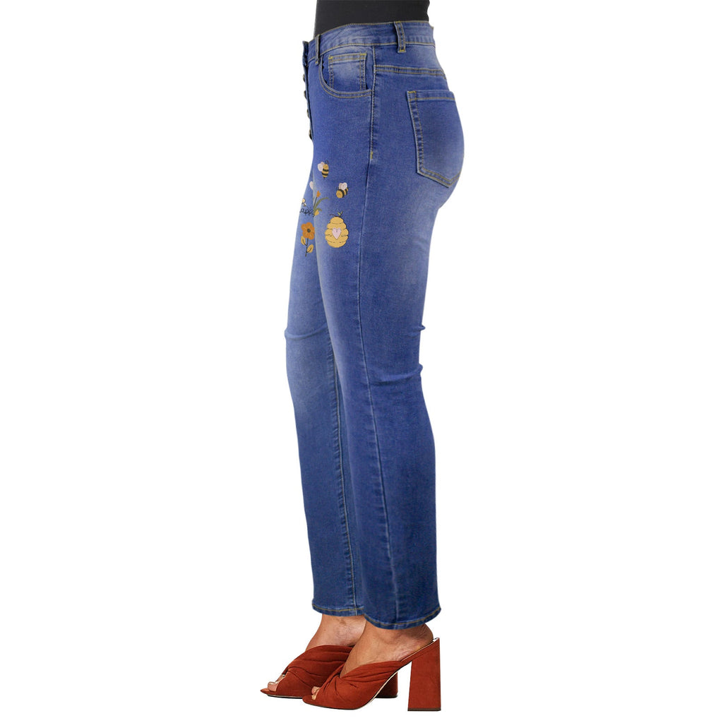 Bee Happy Women's Jeans (Front Printing) | Ships from USA