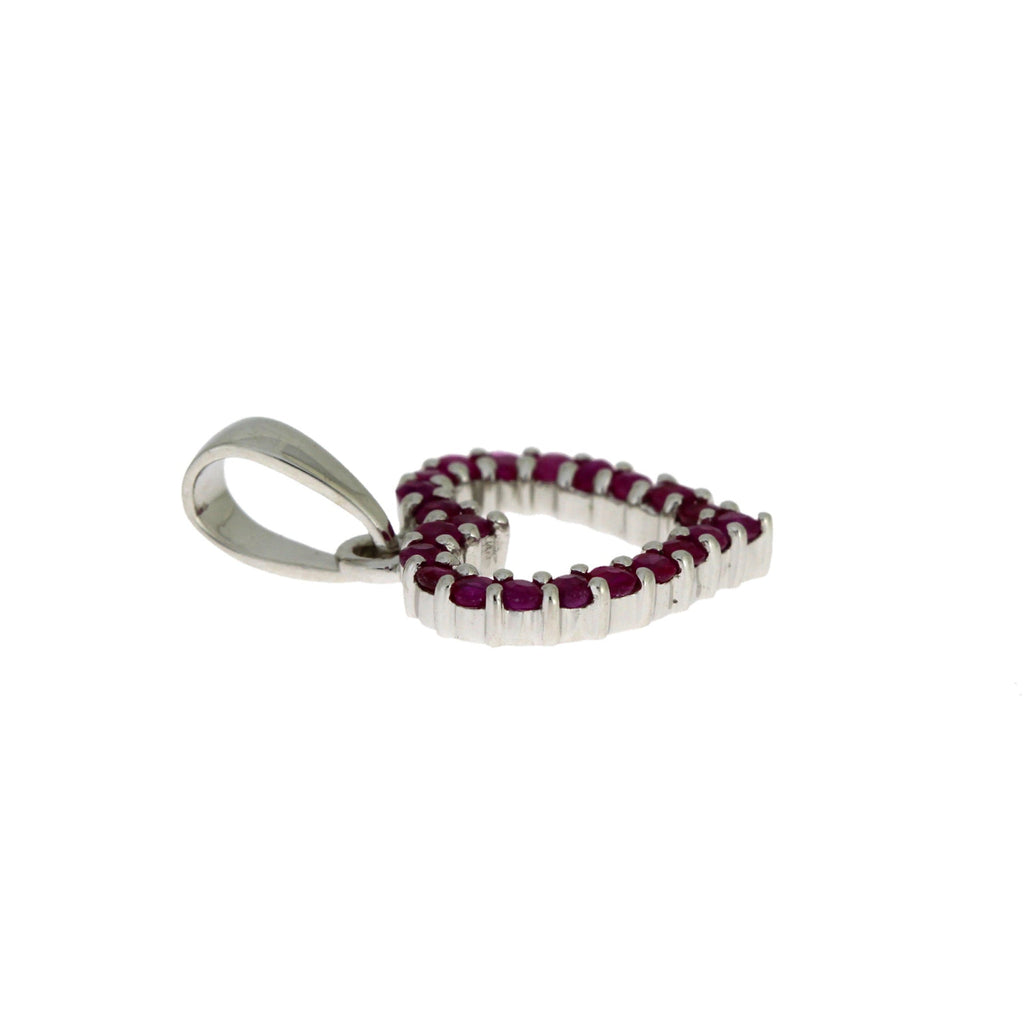 Natural .37ct Ruby Heart Love Pendant 10KT White Gold