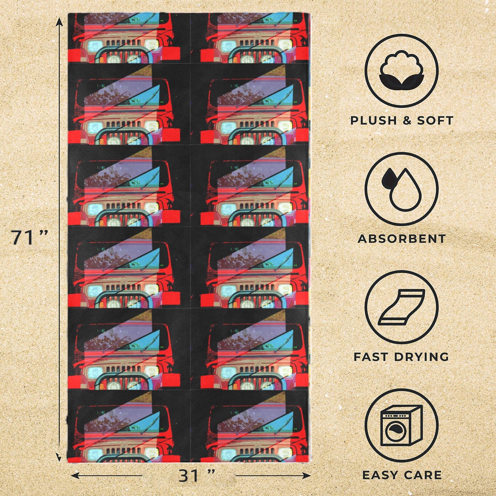 Buckle Up!  Four Wheel Drive Offroading Beach Towel 31.5"x 71"(Made In USA)