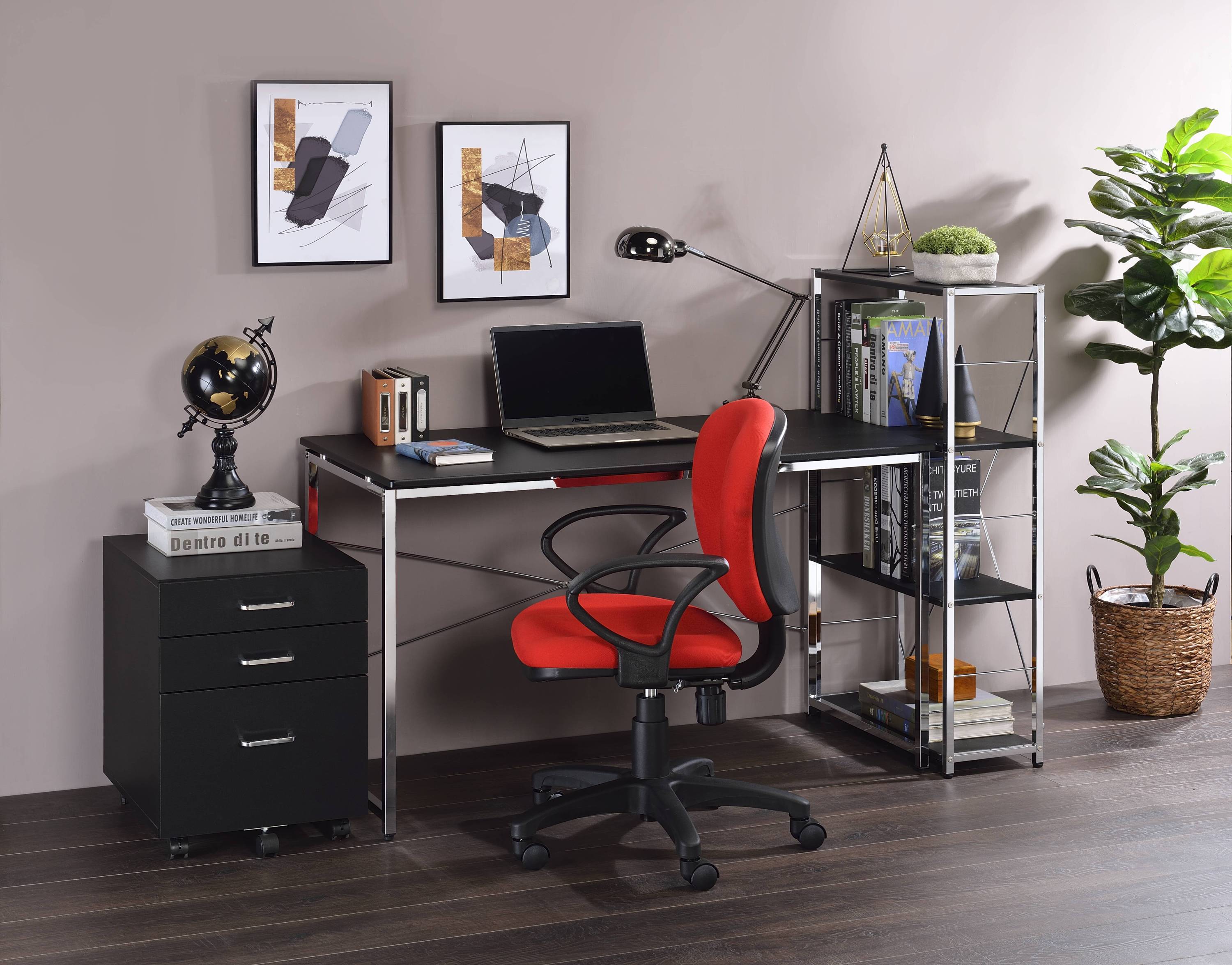 Tennos Black & Chrome Finish Writing Desk