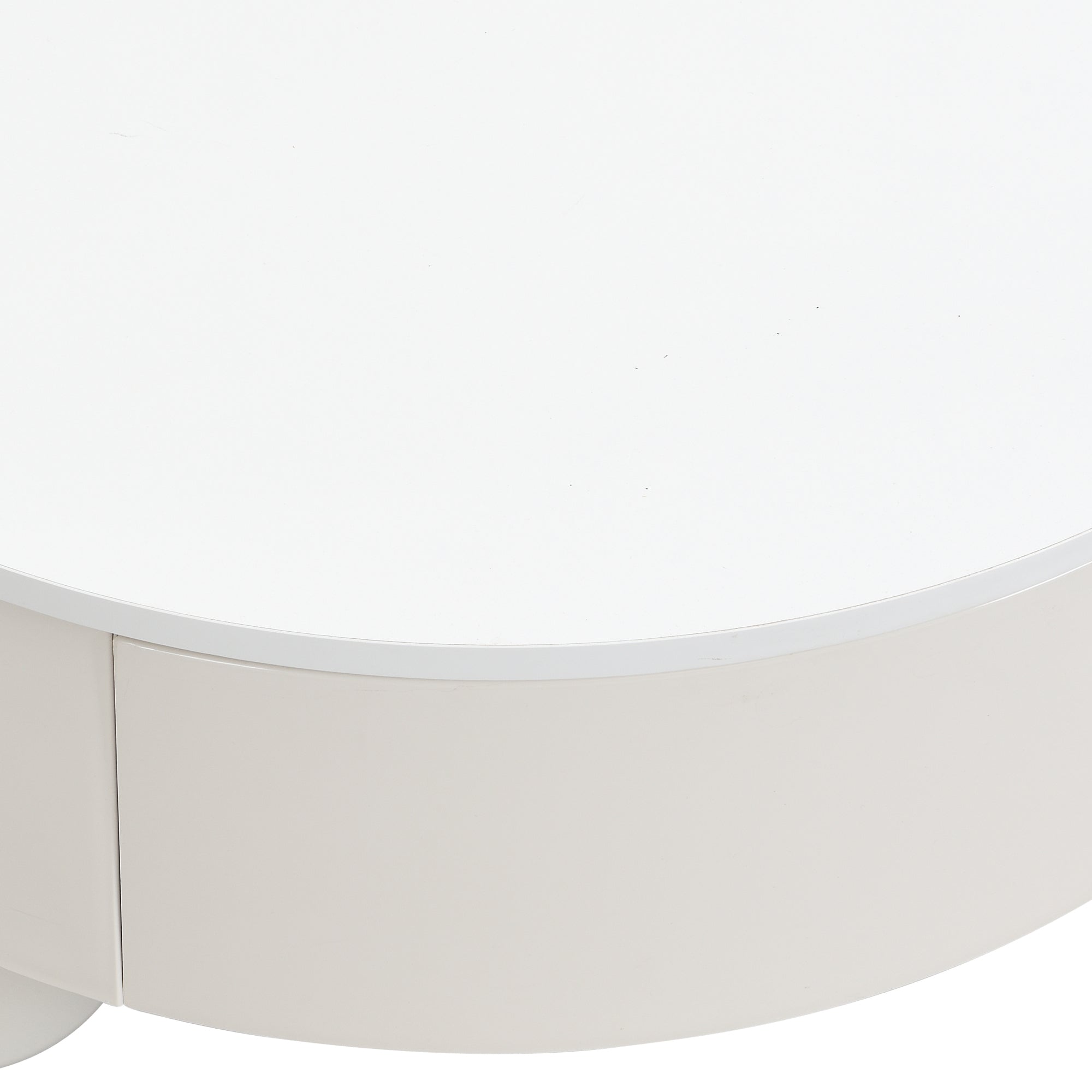 Round Nesting Coffee Table Set of 2, Coffee Table with Storage Drawer, White Plastic Center Table for Living Room, Large 27.56'', Small 19.69''