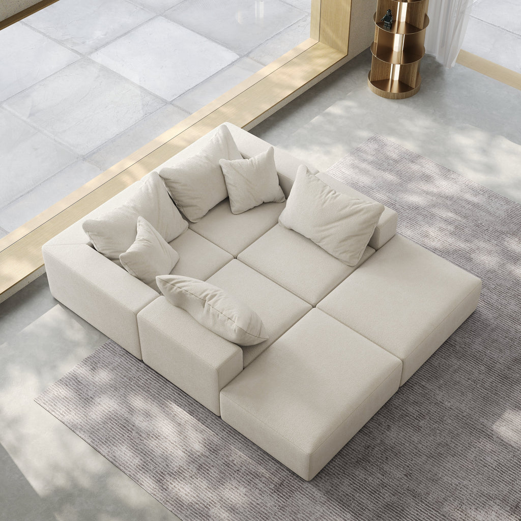 Oversized sponge cloud sofa,Modern Upholstered Sectional Sofa Couch Set,Modular 162' L Shaped Sectional Living Room Sofa Set With 6 Pillows,Free Combination Sofa Couch for Living Room,Bedroom