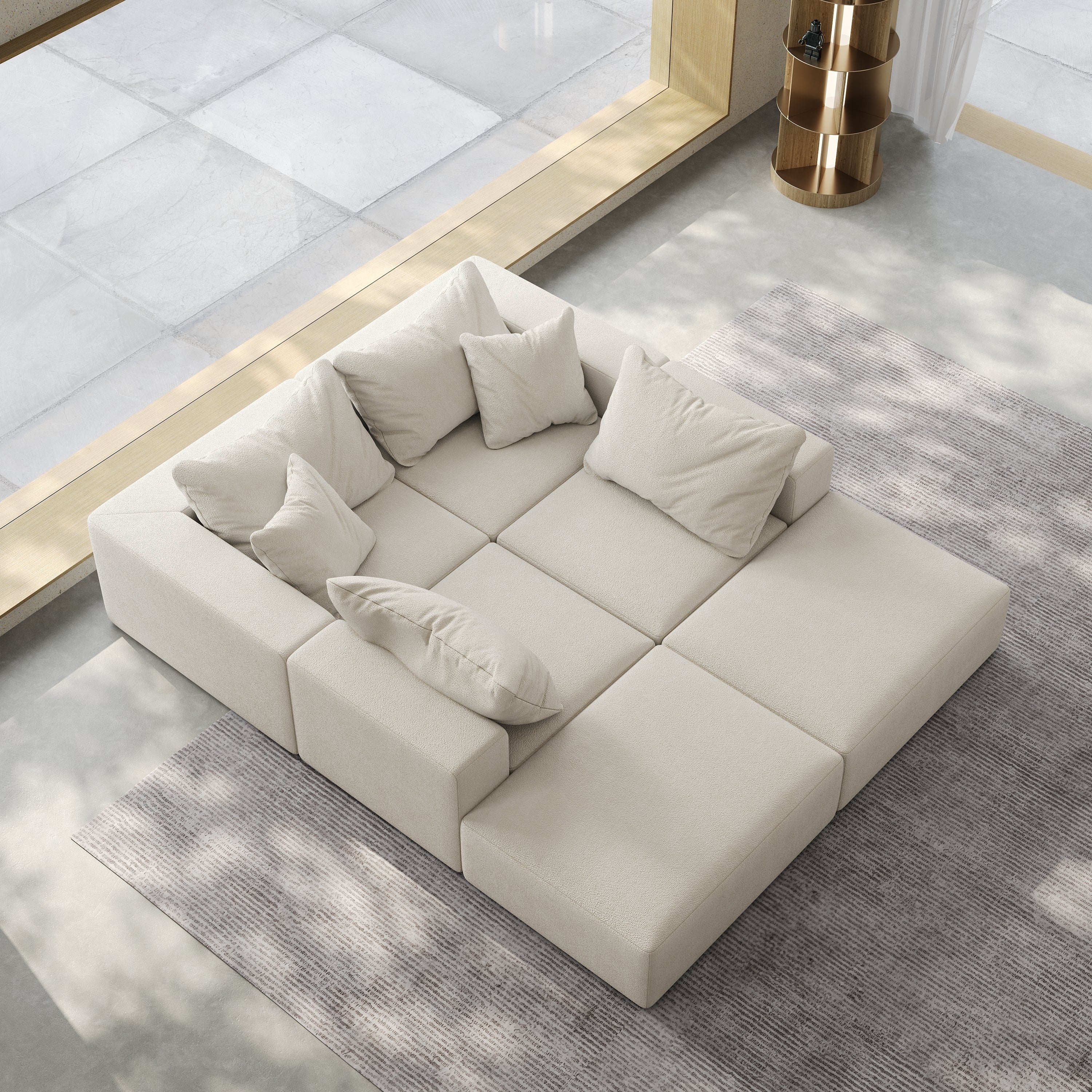 Oversized sponge cloud sofa,Modern Upholstered Sectional Sofa Couch Set,Modular 162' L Shaped Sectional Living Room Sofa Set With 6 Pillows,Free Combination Sofa Couch for Living Room,Bedroom