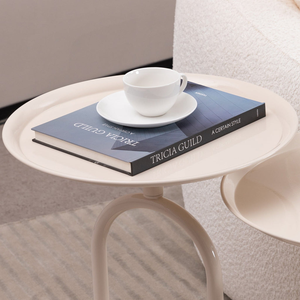 2PCS. Lantern-shaped Metal End Table, Small Round Side Table, Modern Coffee Drink Cocktail Table, Small Accent Pedestal Table for Living Room Corners Small Spaces