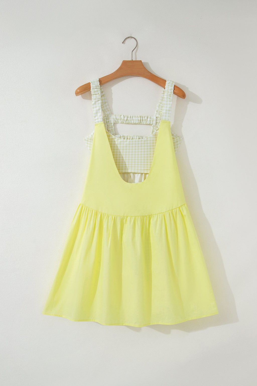 Gingham Patchwork Faux Two Piece Mini Dress