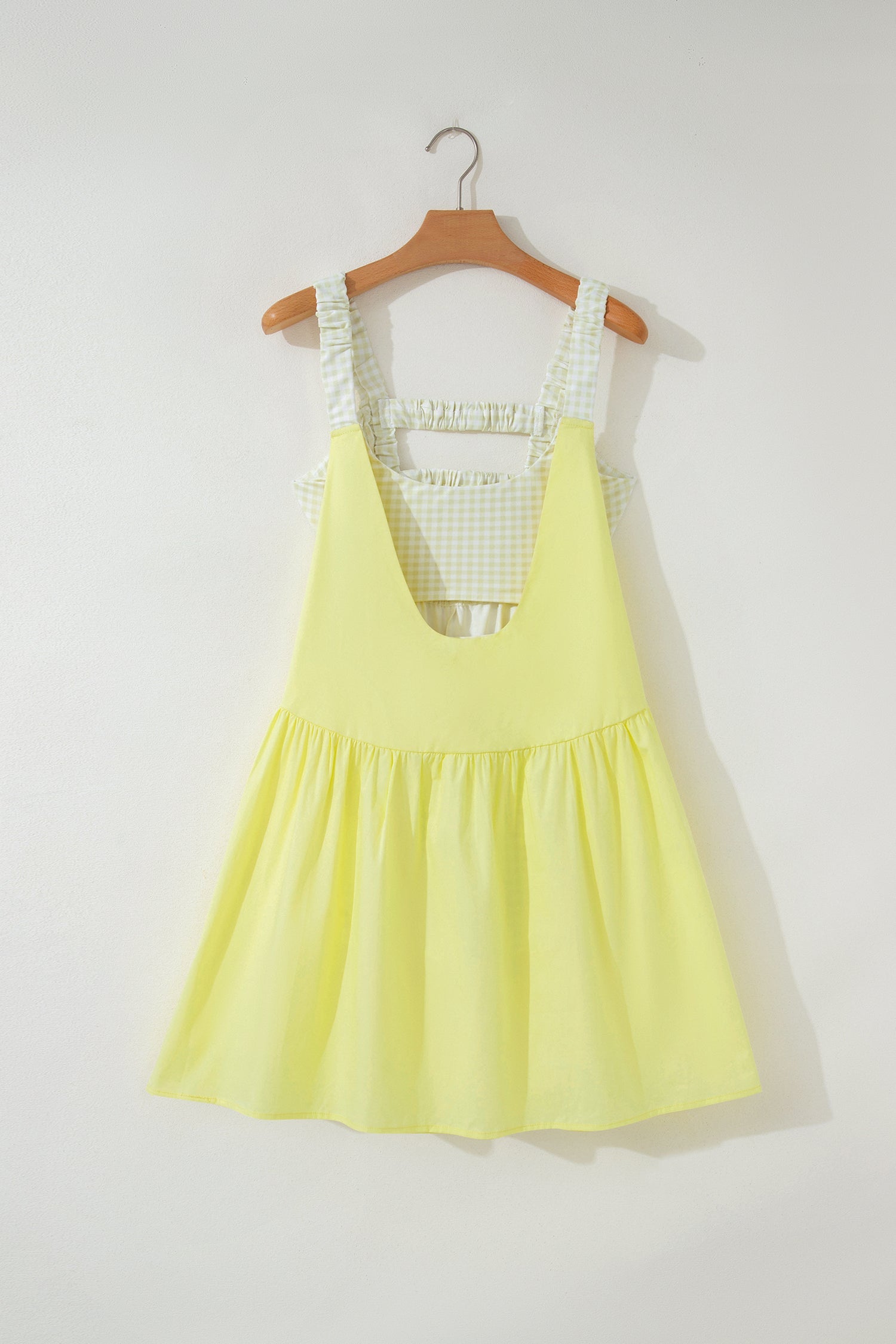 Gingham Patchwork Faux Two Piece Mini Dress