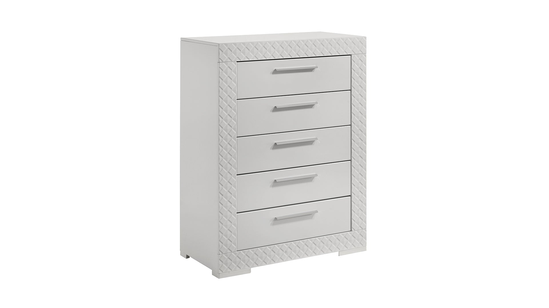 Blanca Modern Style 5 Pc Queen Bedroom Set with LED Headboard Made with Wood in White