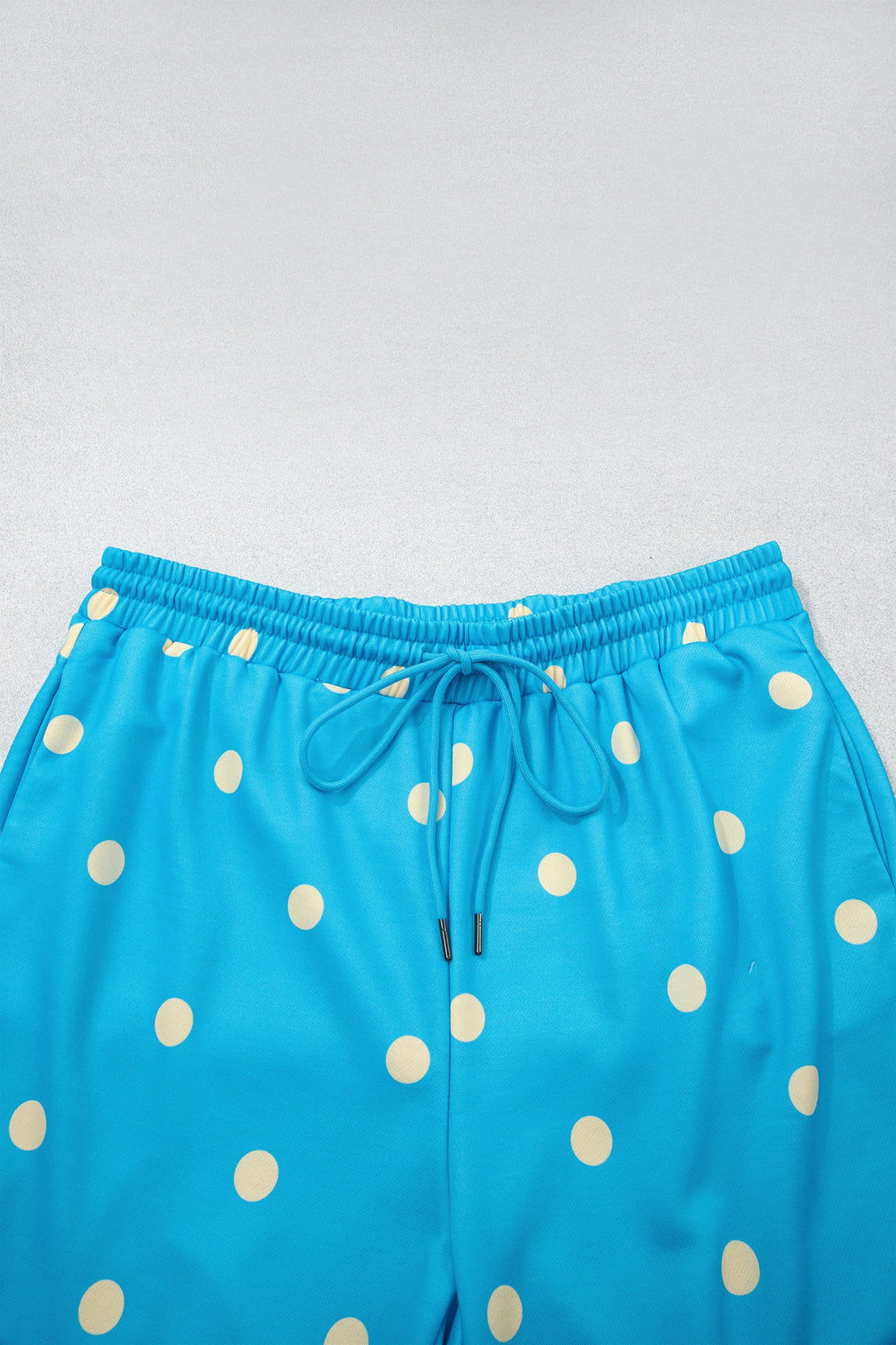 Plus Size Polka Dot Drawstring Hoodie & Pants Set