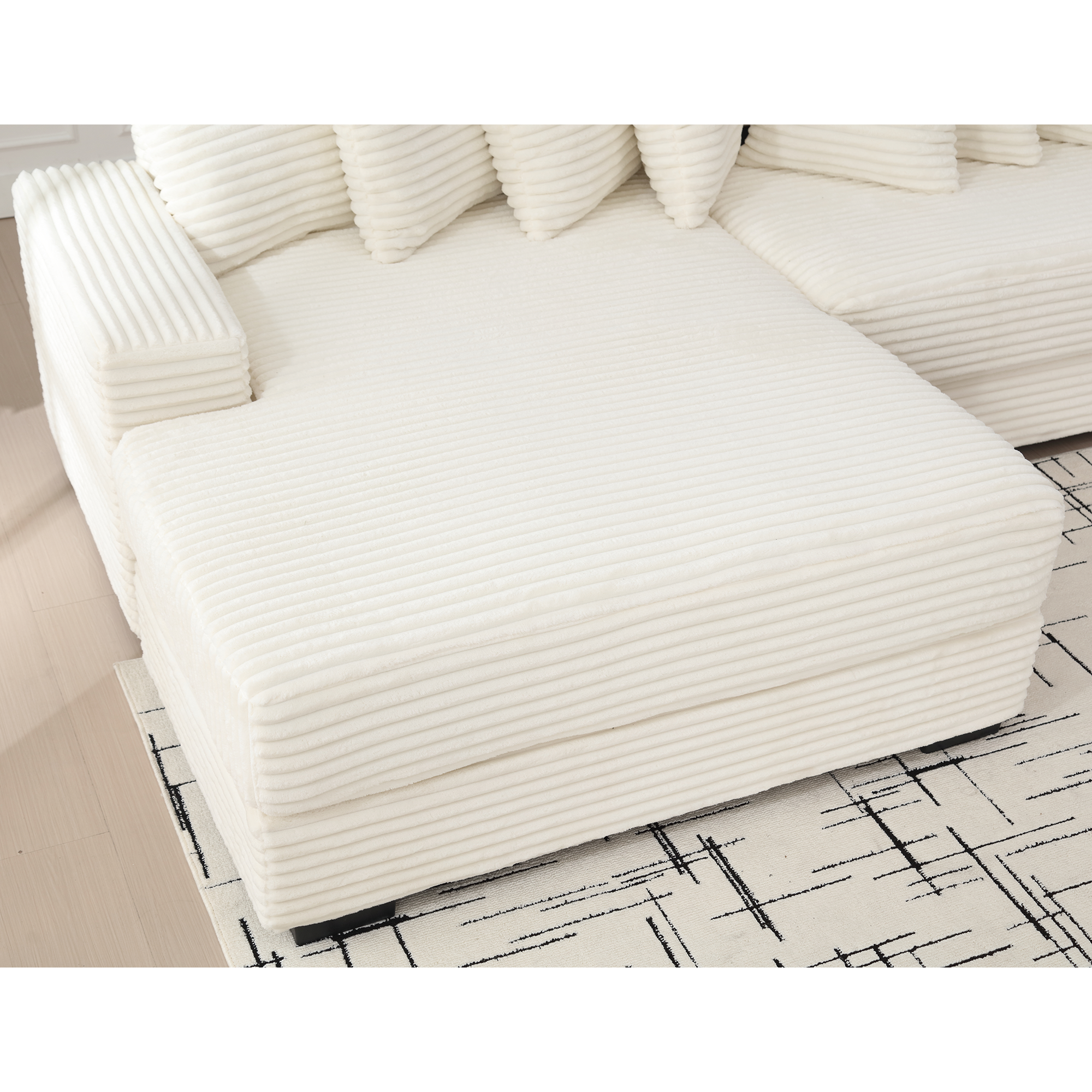 [NEW ARRIVED] [VIDEO PROVIDED] Oversized Two-Piece  Couches,  L Shaped Sofa, Corduroy, Left Chaise Daybed,with Armrests,Eight Throw Pillows,Corner Sofa,Easy To Assemble, Beige