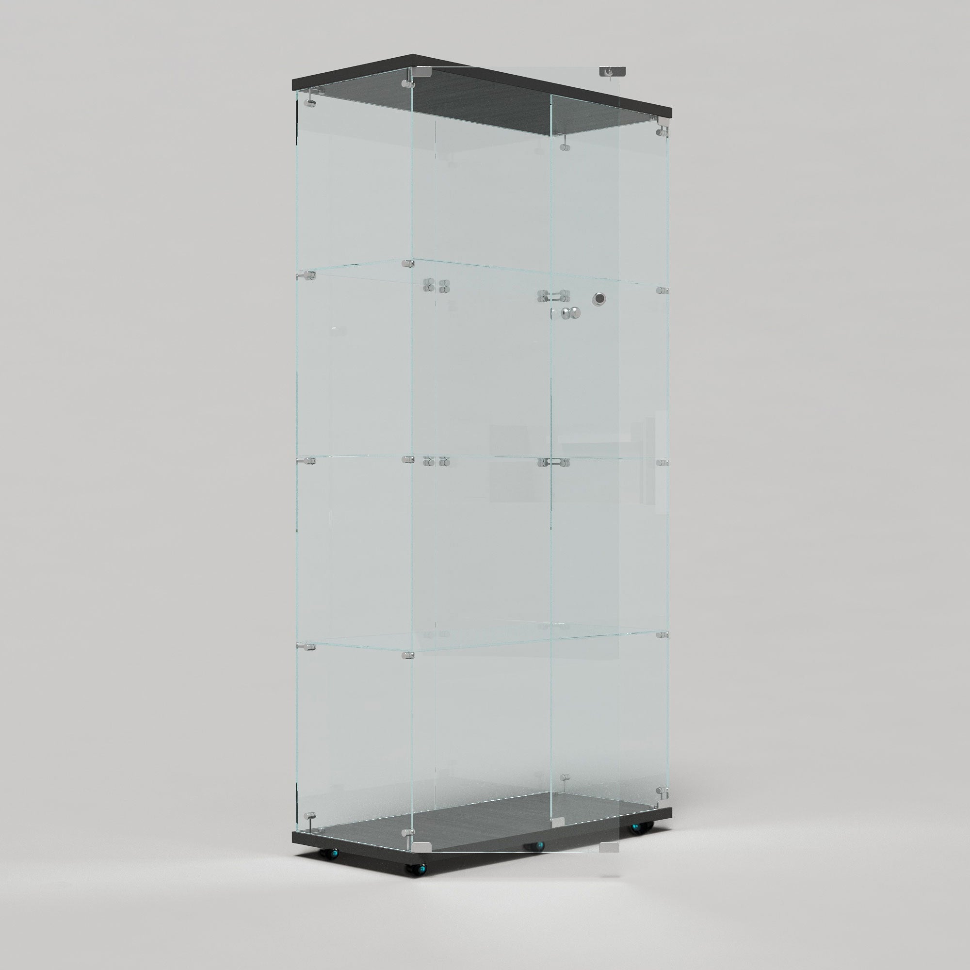 Tempered glass display cabinet, wine cabinet,storage cabinet,file cabinet,with Bluetooth LED light strip,lock on the door,equipped with cast,easy to move,for living room, bedroom,hallway,Office,black