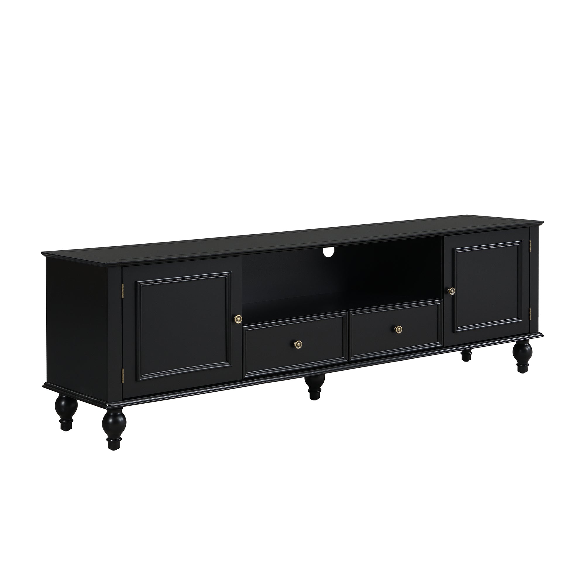 U-Can 70.9'' Modern TV Stand for TVs up to 80 Inches, Entertainment Center with Open Compartment, TV Storage Cabinet with 2 Drawers, 2 Cabinets and 5 Solid Legs for Living room