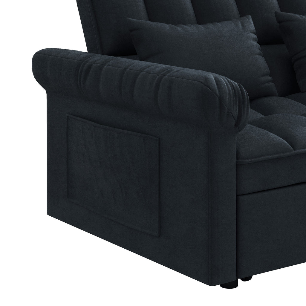 Loveseats Sofa Bed with Pull-out Bed,Adjsutable Back-Black