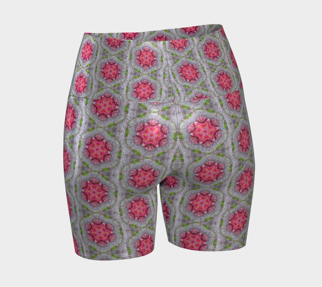 Silver and Pink Star Pattern Yoga Shorts