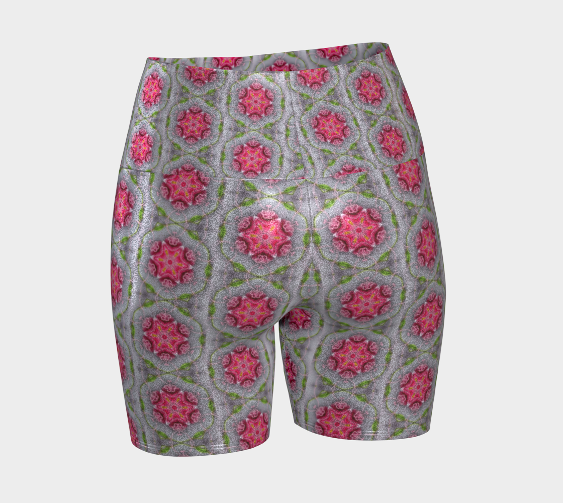Silver and Pink Star Pattern Yoga Shorts