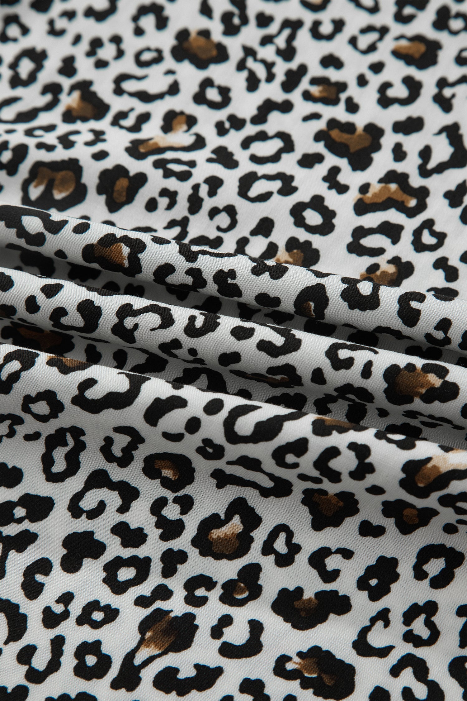 Leopard Zip Up V-Neck Cinched Waist Maxi Dress
